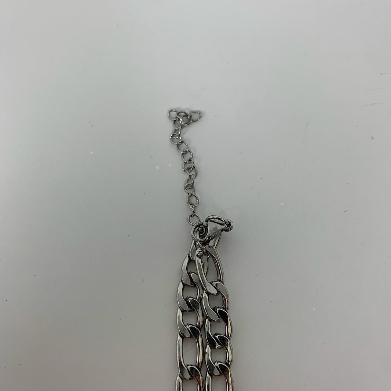 Y2k style Silver Figaro Big Gothic Rhinestone Cross Pendant Necklace. Stainless