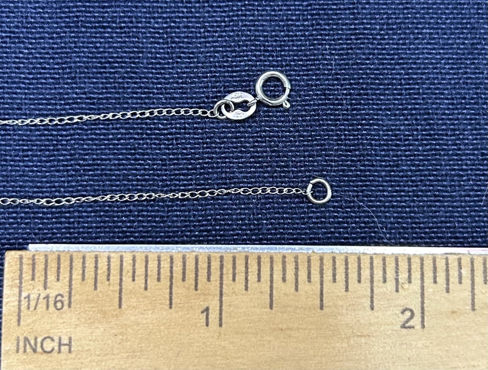 Lady Necklace, Fine Cable Chain, marked 14K White Gold, 15 inch