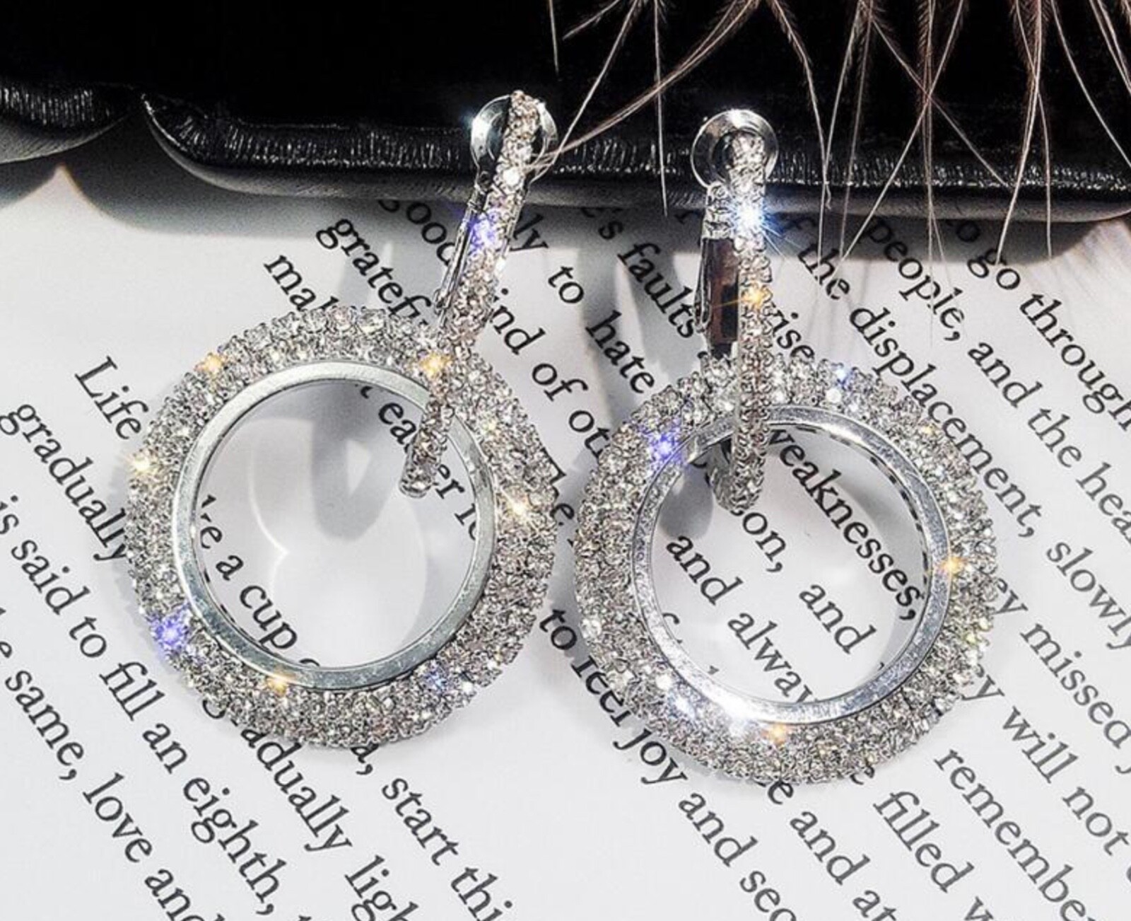 18K White Gold Plated Cubic Zirconia CZ Wedding Bridal Drop Dangle earrings