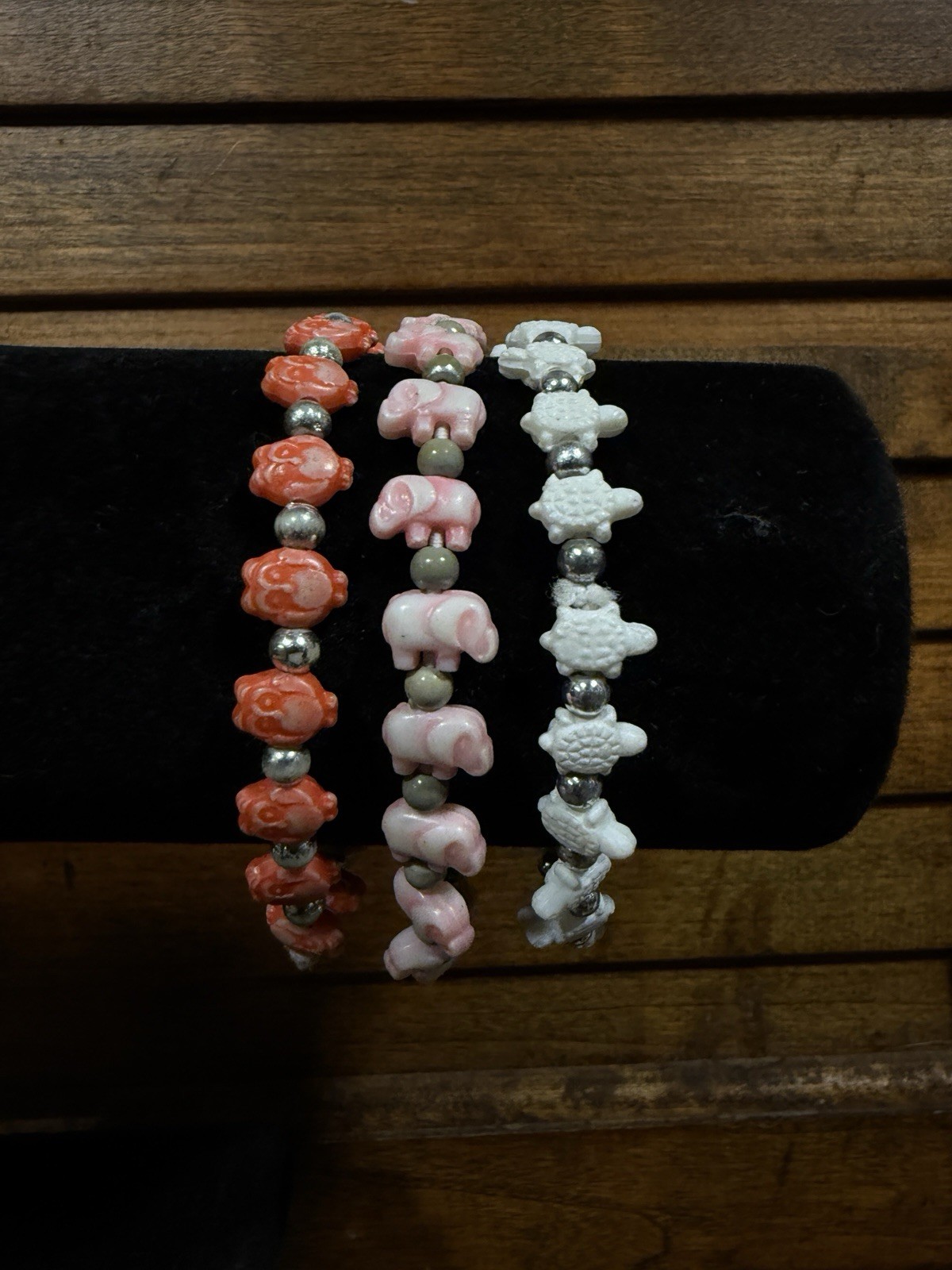 Bundle of 3 Vintage Trrtlz Animal Stretch Bracelets – Owl Turtle Elephant