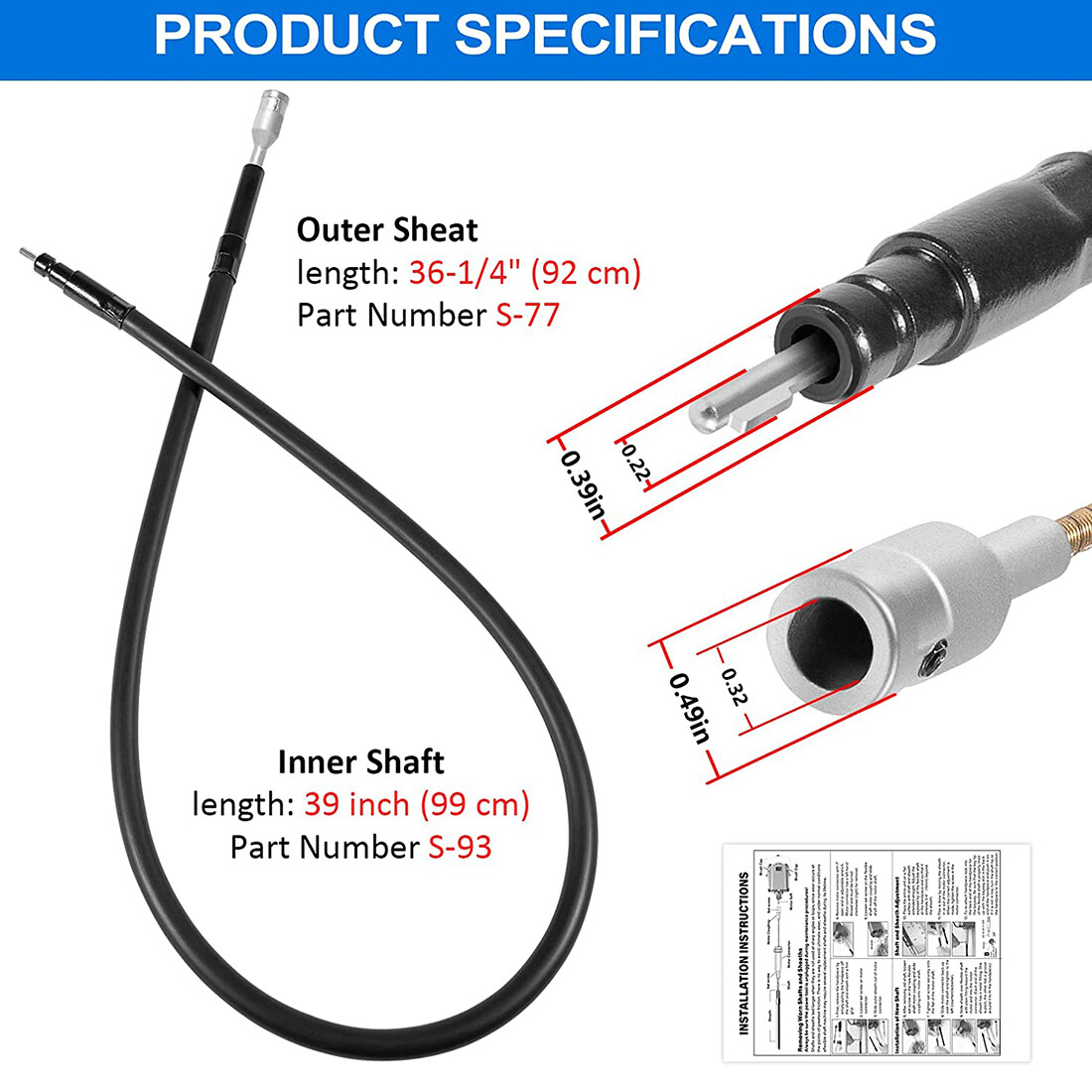 For Foredom Flexshaft Inner Shaft & Outer Sheath Set for CC LR S SR TX Series