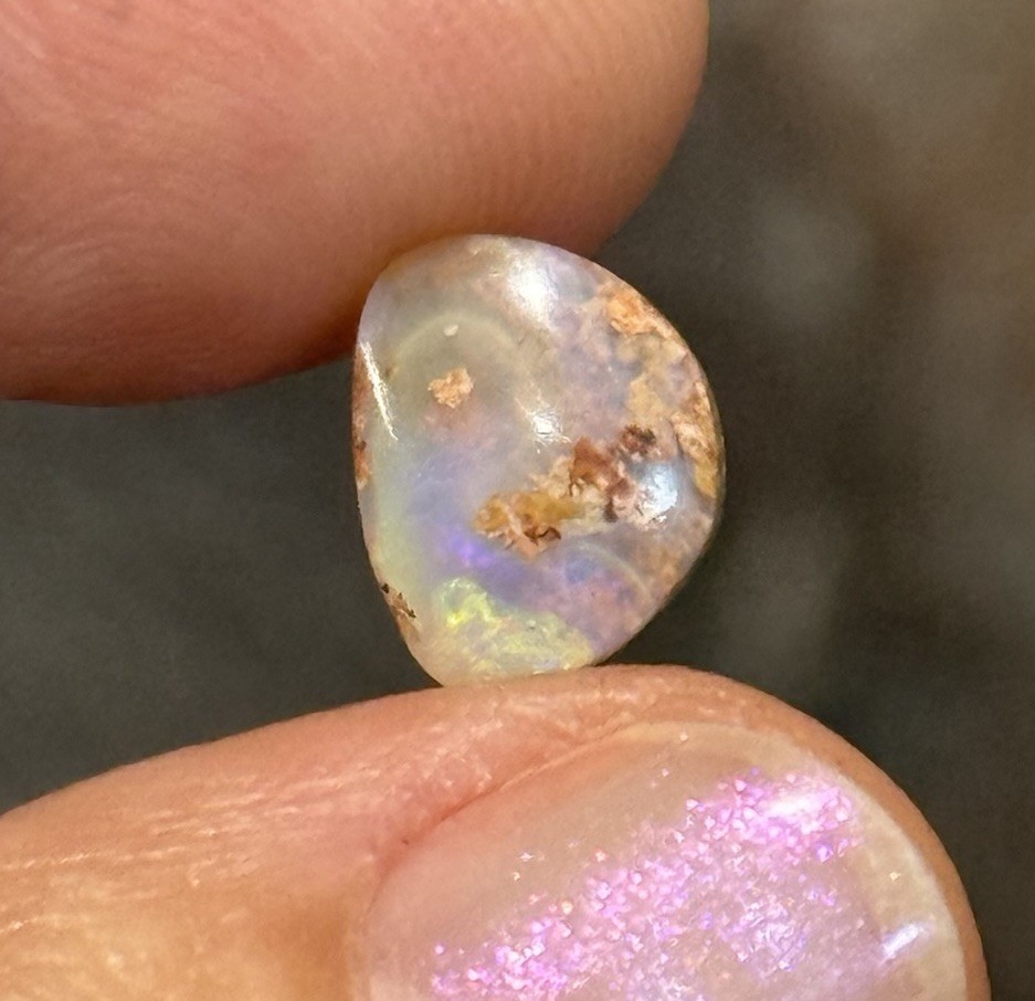 2ct 9.8c8.3×3.7mm Australian Pastel Crystal Pipe Boulder Opal Cabochon Ring Gem