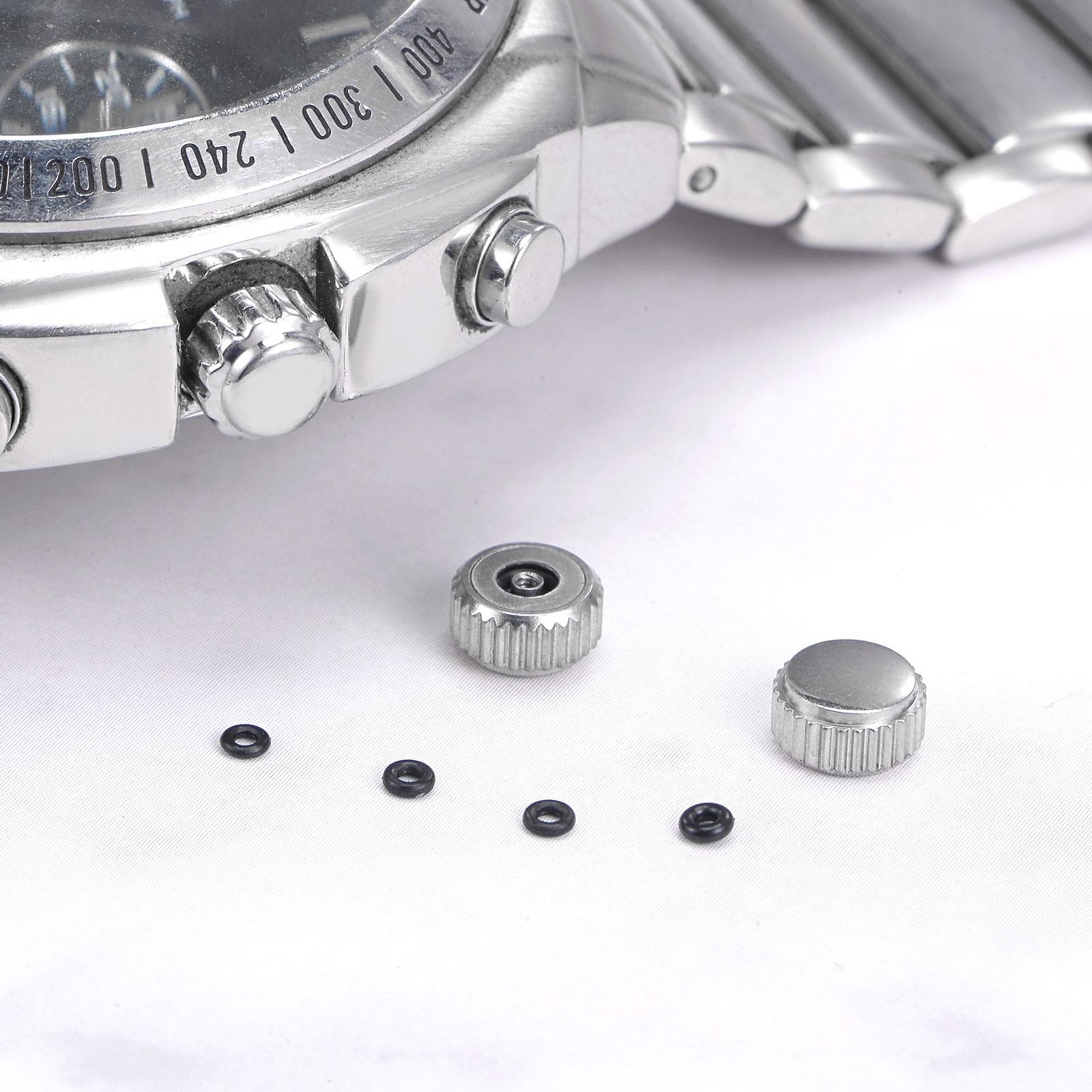 2Pcs 2.8x5mm Watch Crown SUS304 Flat Head Short Stem Watch Crown 2.5mm ID Black