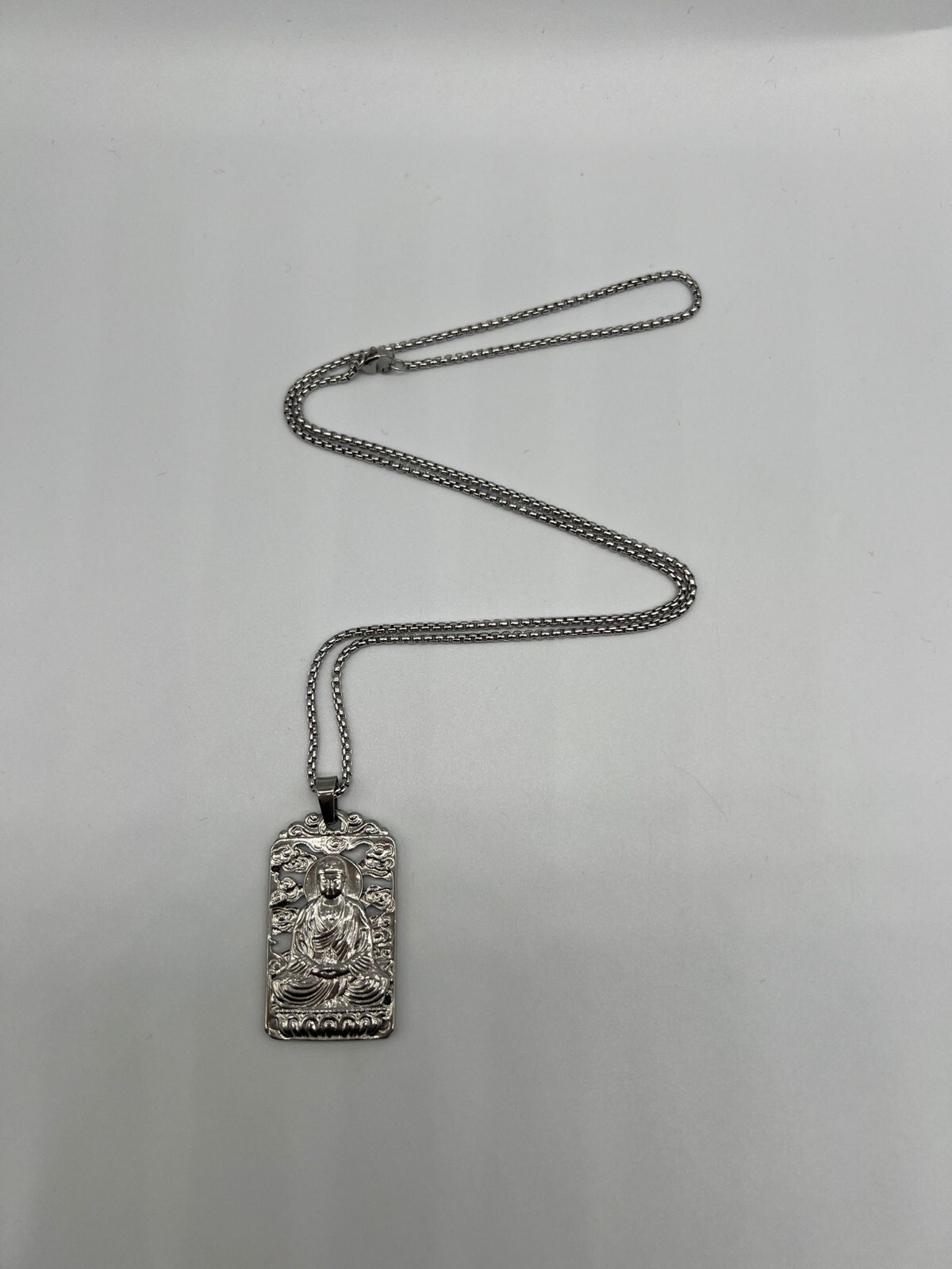 Stainless Steel Tibetan Big Buddha Pure Argentum Patron Saint Pendant