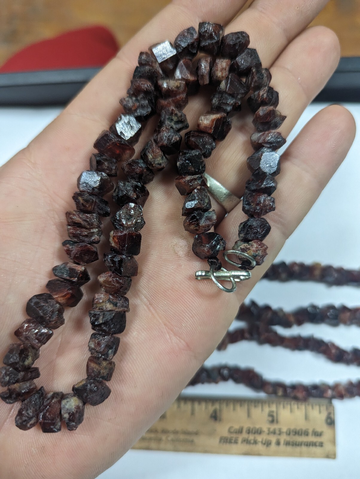 Beautiful Natural Red Zircon Crystal Necklace Gemstone Strand RARE