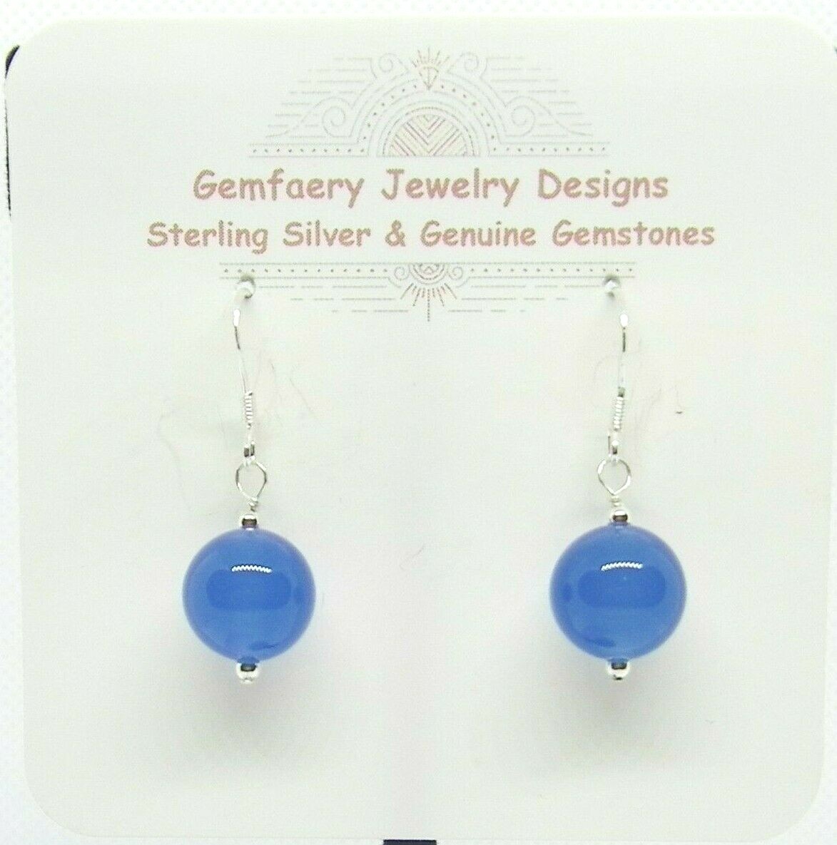 Sterling Silver Natural BLUE ONYX Gemstone Dangle Earrings #1411…Handmade USA