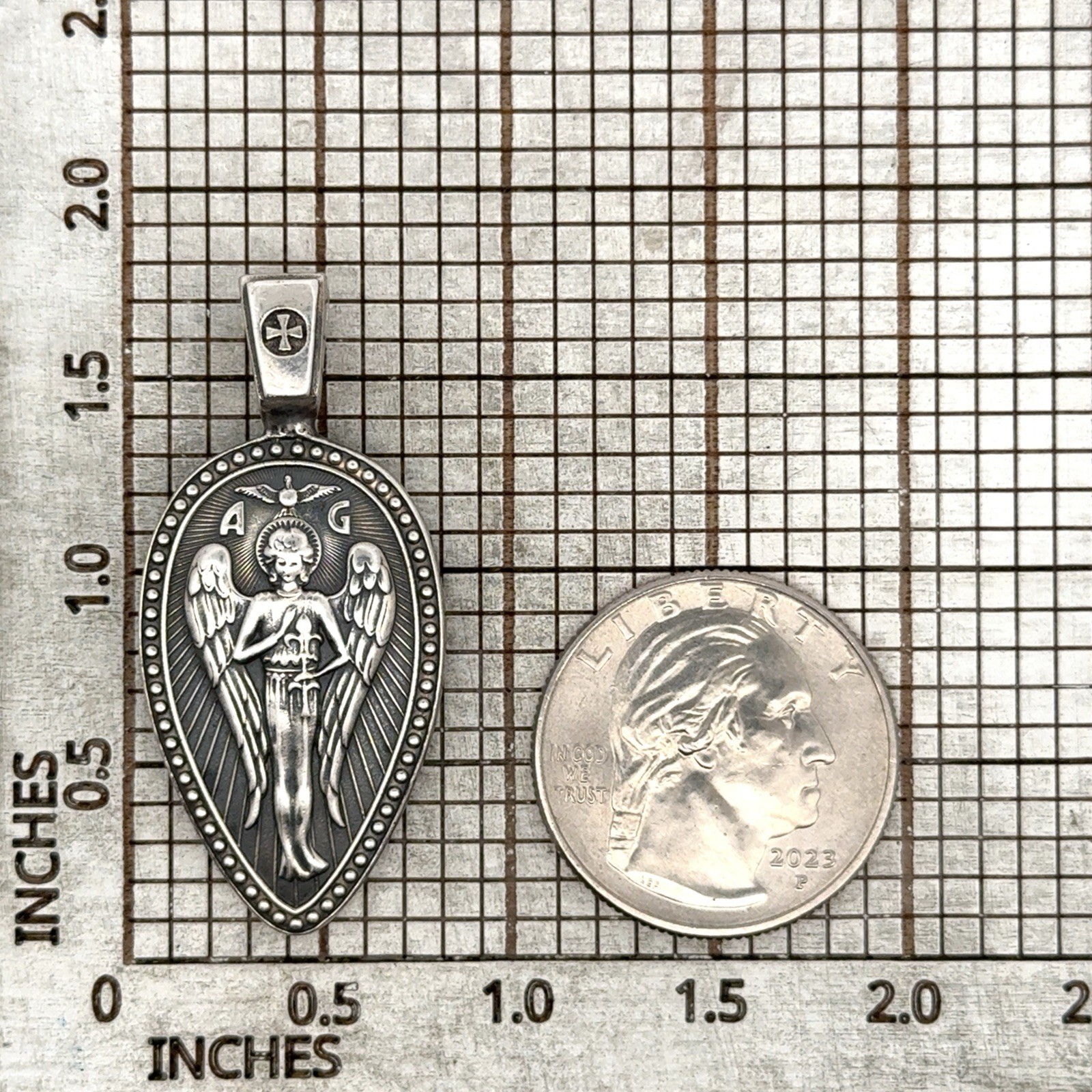 Venicebee St. Gabriel Archangel Protector 925 Sterling Silver Pendant, 9.6g
