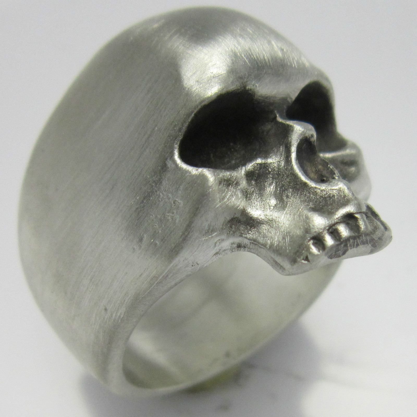 MJG STERLING SILVER UBER SKULL RING. SATIN FINISH. BIKER. FREE SIZING