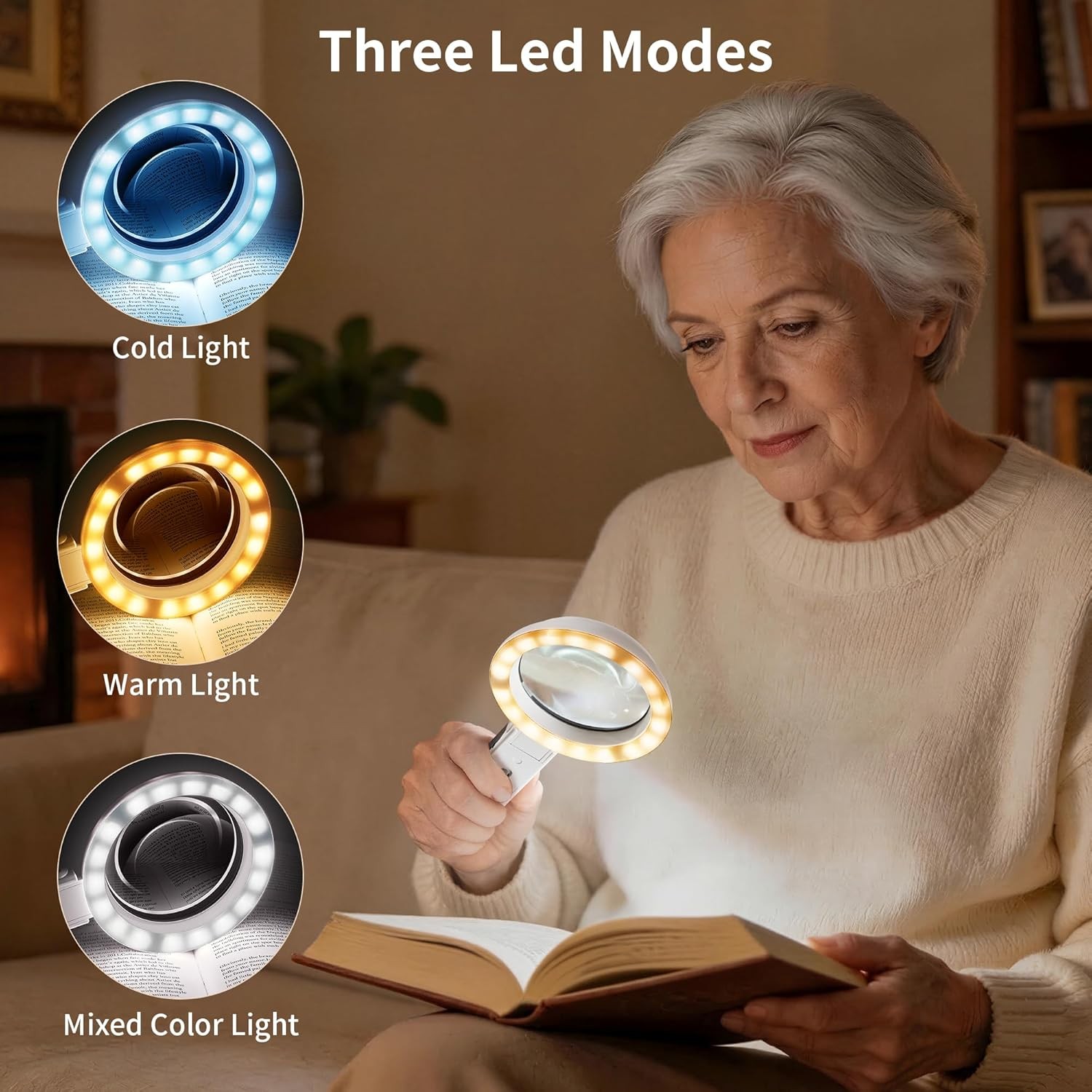 Magnifying Glass with Light Stand 3-Mode LED Hands Free Desk Magnifier