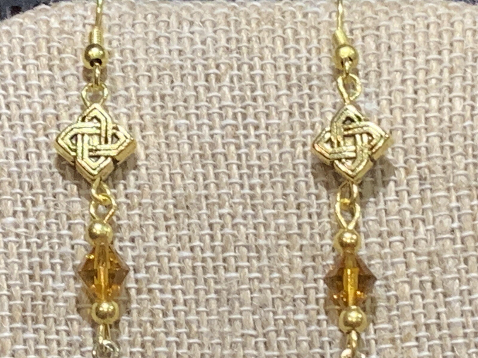 NEW ITEM* HANDCRAFTED VINTAGE EGYPTIAN REPOUSSE’ BRASS DROP & CRYSTAL EARRINGS