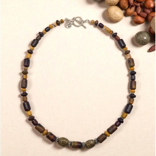 Artisan Crafted Polished Mookaite Jasper 925 Sterling Silver Necklace Handmade