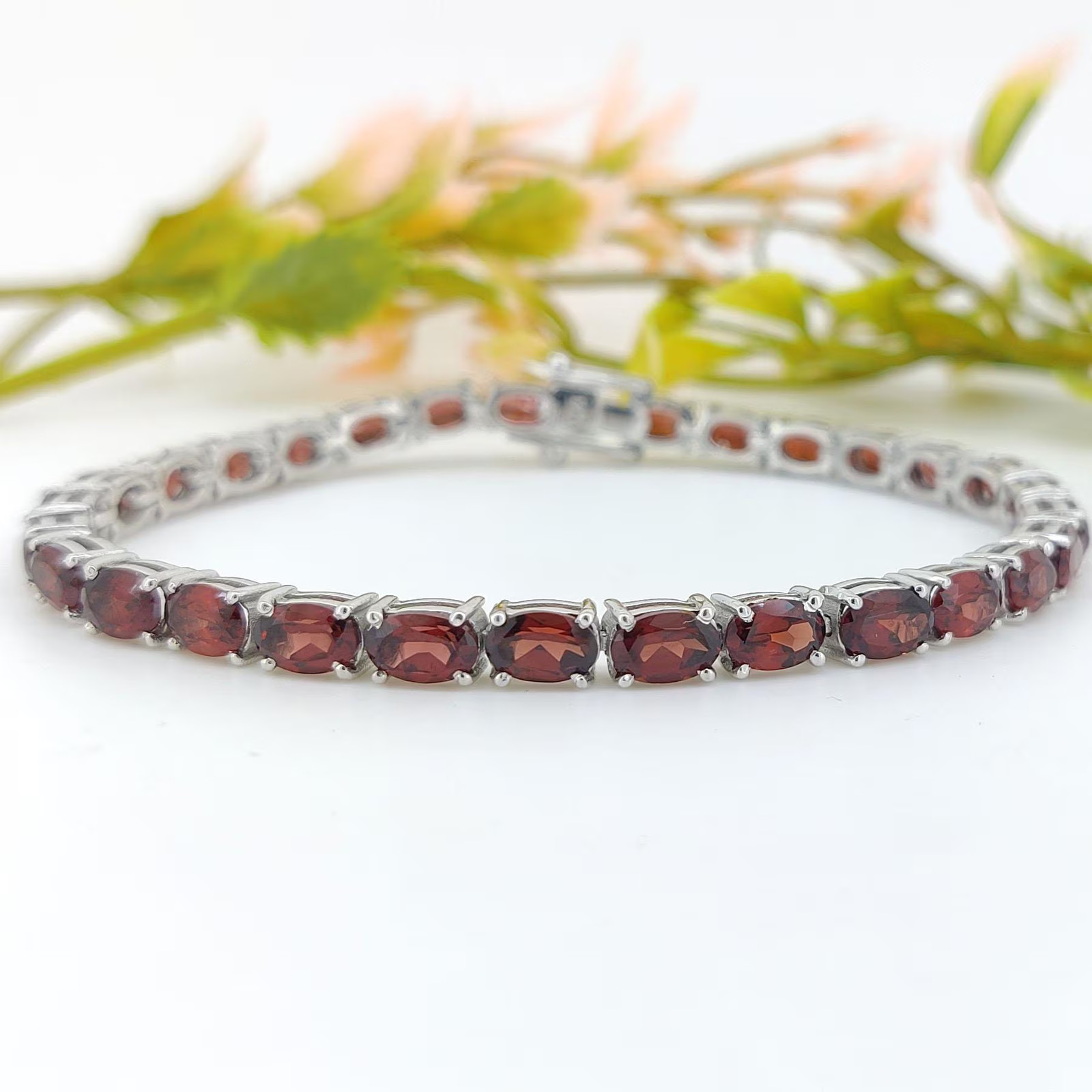 Garnet Tennis Bracelet: Sterling Silver January Birthstone Garnet Jewelry
