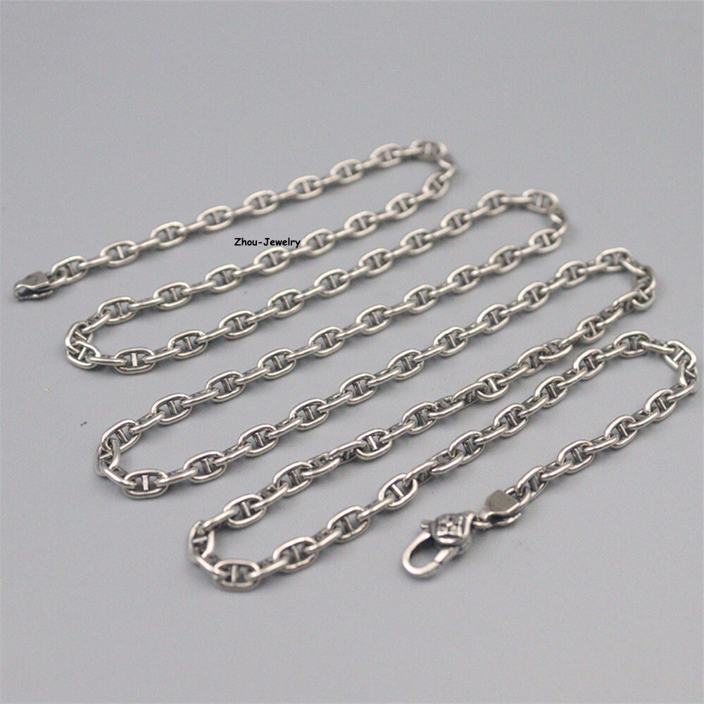 Real S925 Sterling Silver Chain 3.5mm Lucky Anchor Link Necklace 18-19g 23.6inch