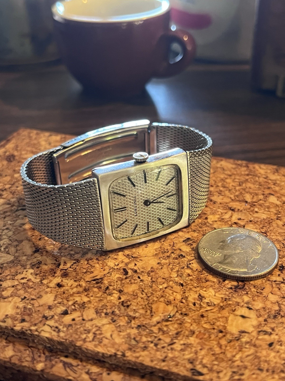 60s 70s Vintage Longines 10k White GF Square Watch Rare