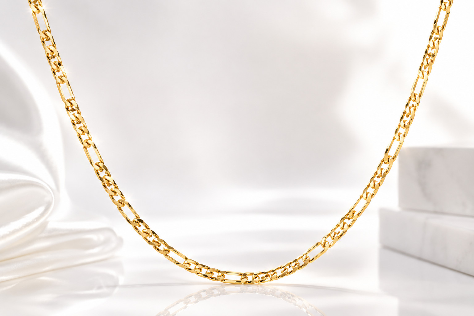 18k Gold Filled Diamond Cut Mariner Necklace 19.5” Long