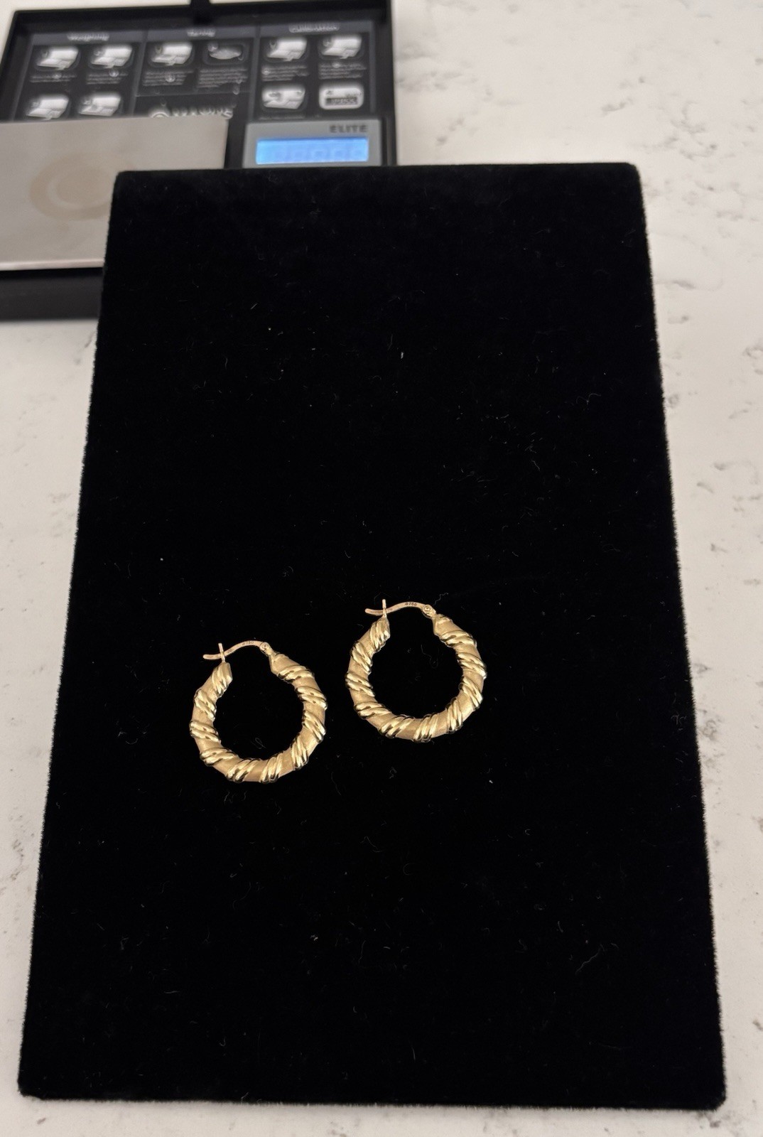 18K Gold Bamboo Style Twisted Hoop, Yellow Gold Hollow Ribbon Hoop Earrings