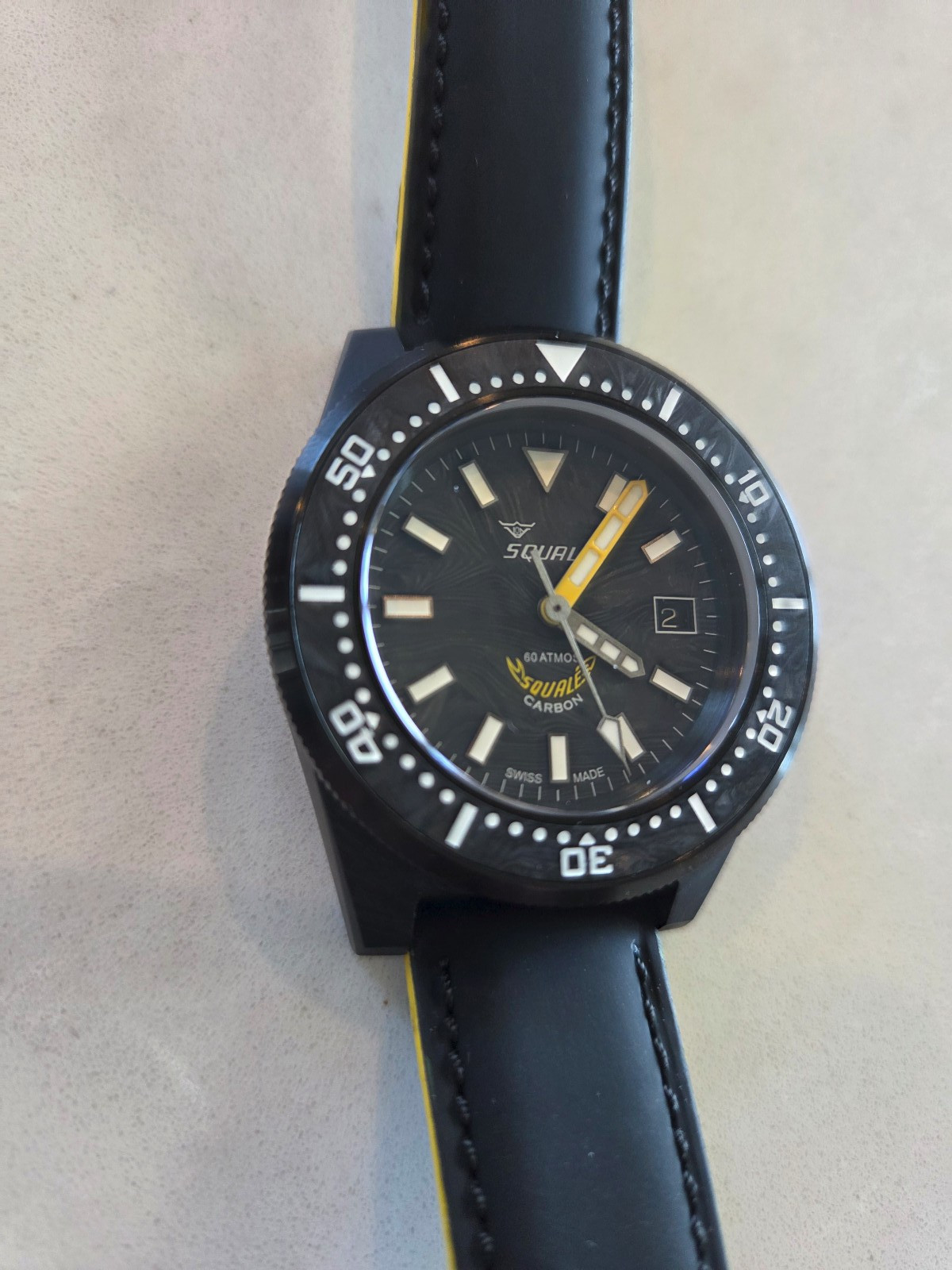 Squale T183 Forged Carbon Dive Watch with Yellow Accents
