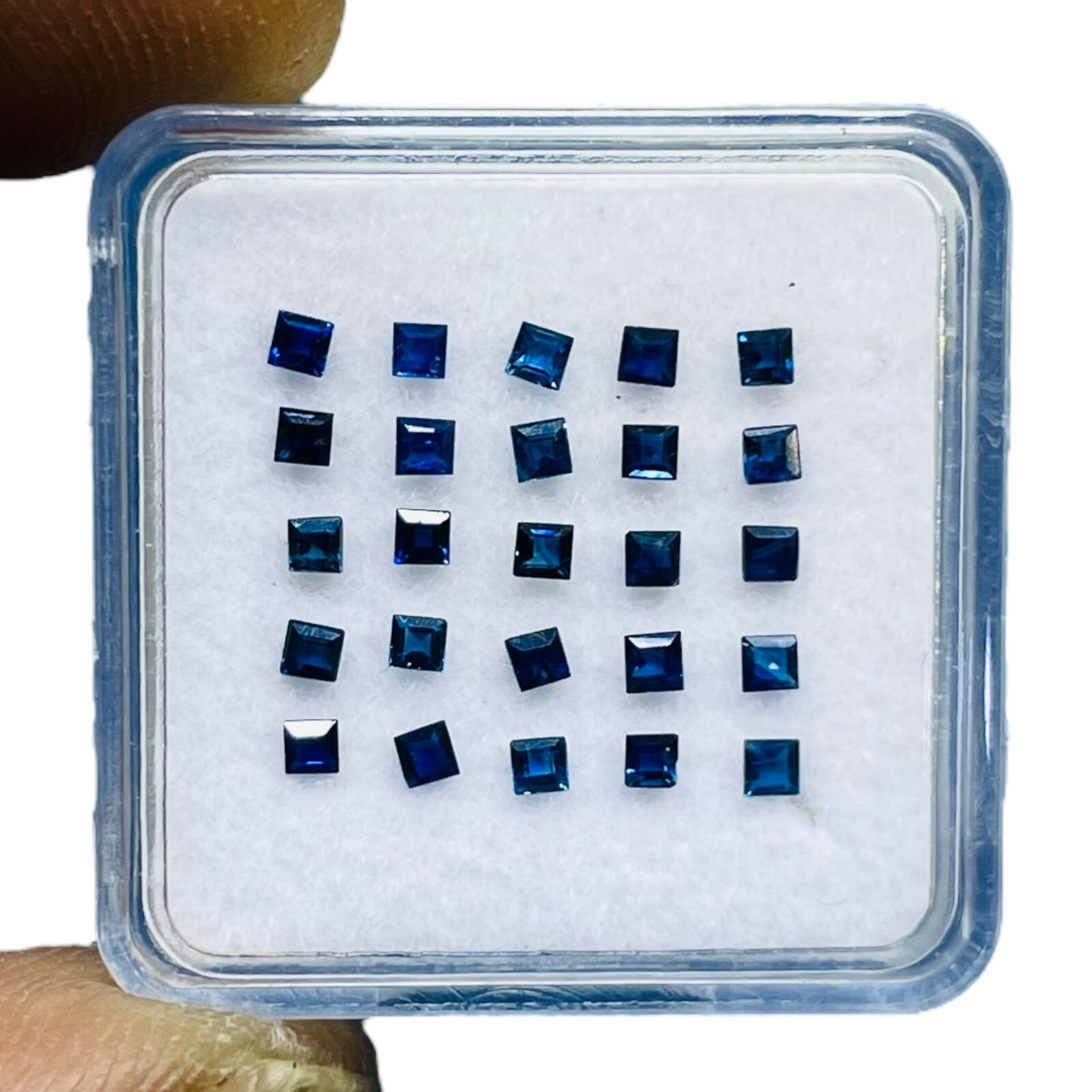 VVS 25 Pcs Natural Ceylon Blue Sapphire 1.7mm Square Cut Loose Gemstones Lot
