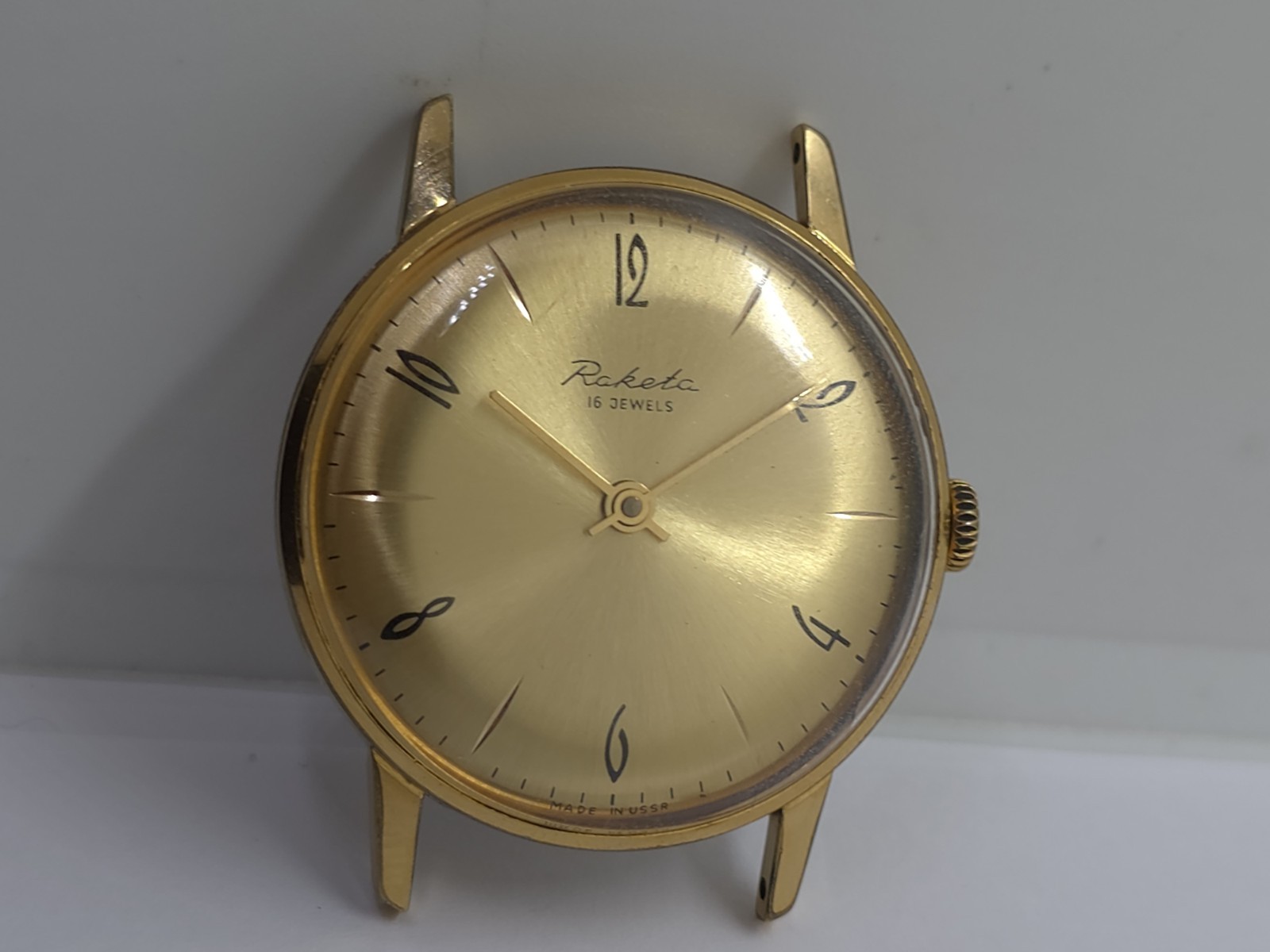 Vintage Raketa USSR Cal. 2601 Working Very Well Gold Plated AU10- Watch Good Loo
