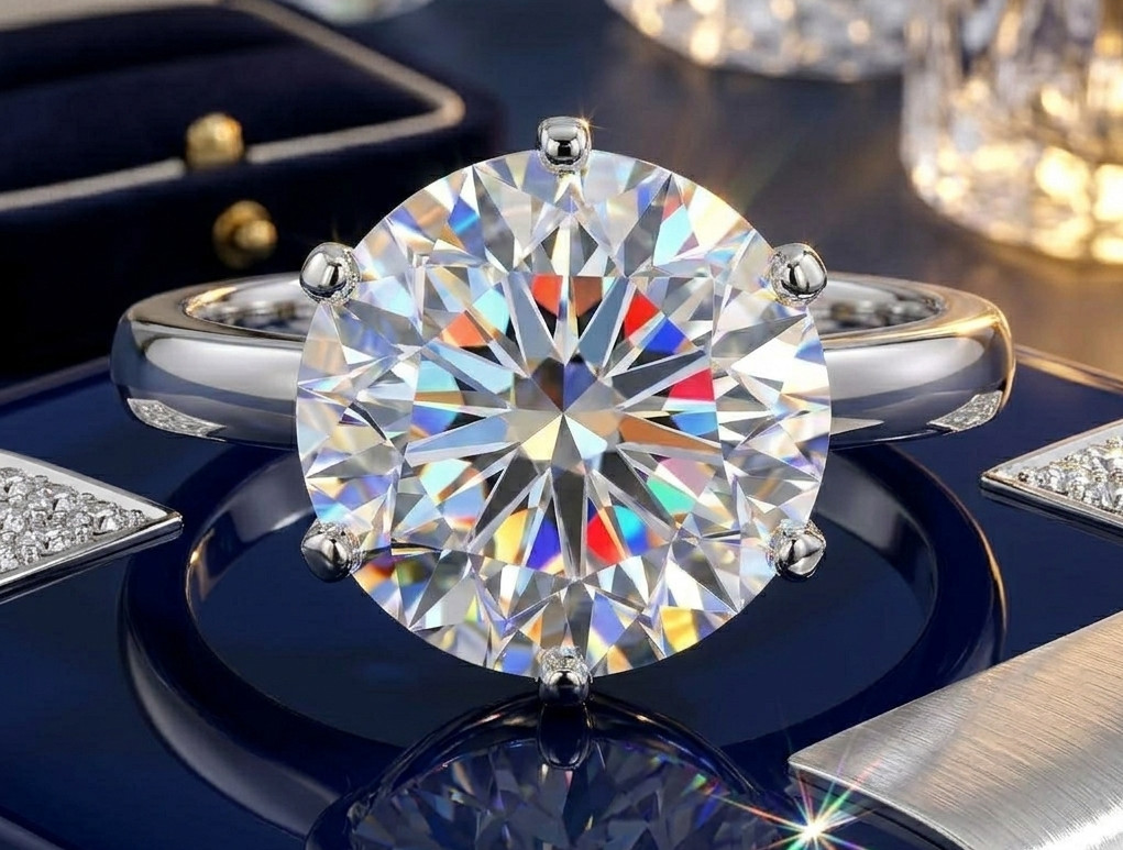 5.00 Ct Certified Round Cut White Natural Diamond Ring VVS1 White Gold Finish