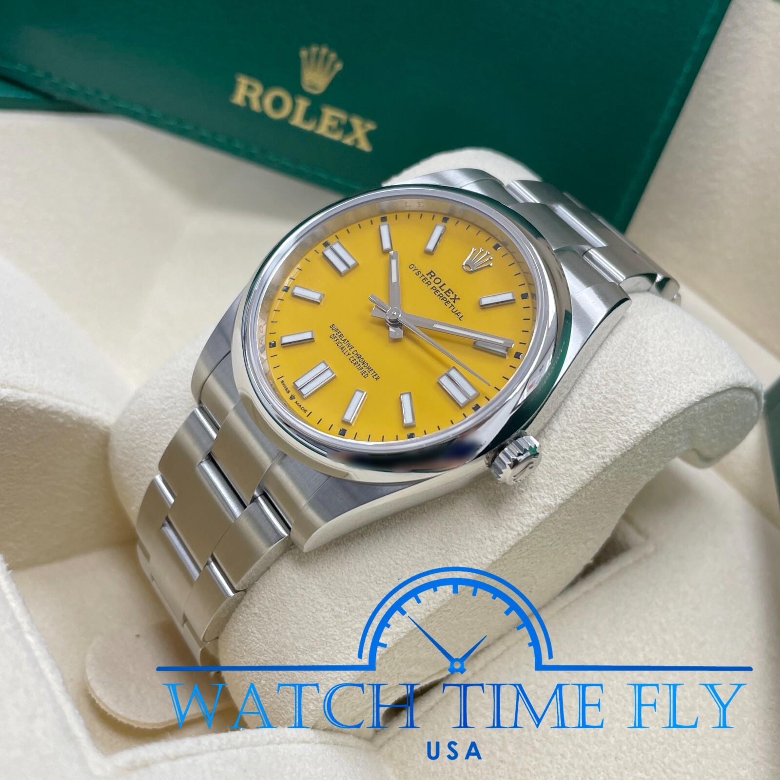 Rolex Oyster Perpetual 41mm 124300 Yellow Dial Stainless Steel Oyster Bracelet