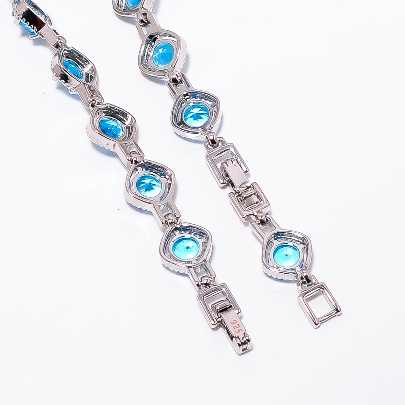 Blue Topaz 925 Sterling Silver Adjustable Bracelet 7-8″ B12735, Gift for her