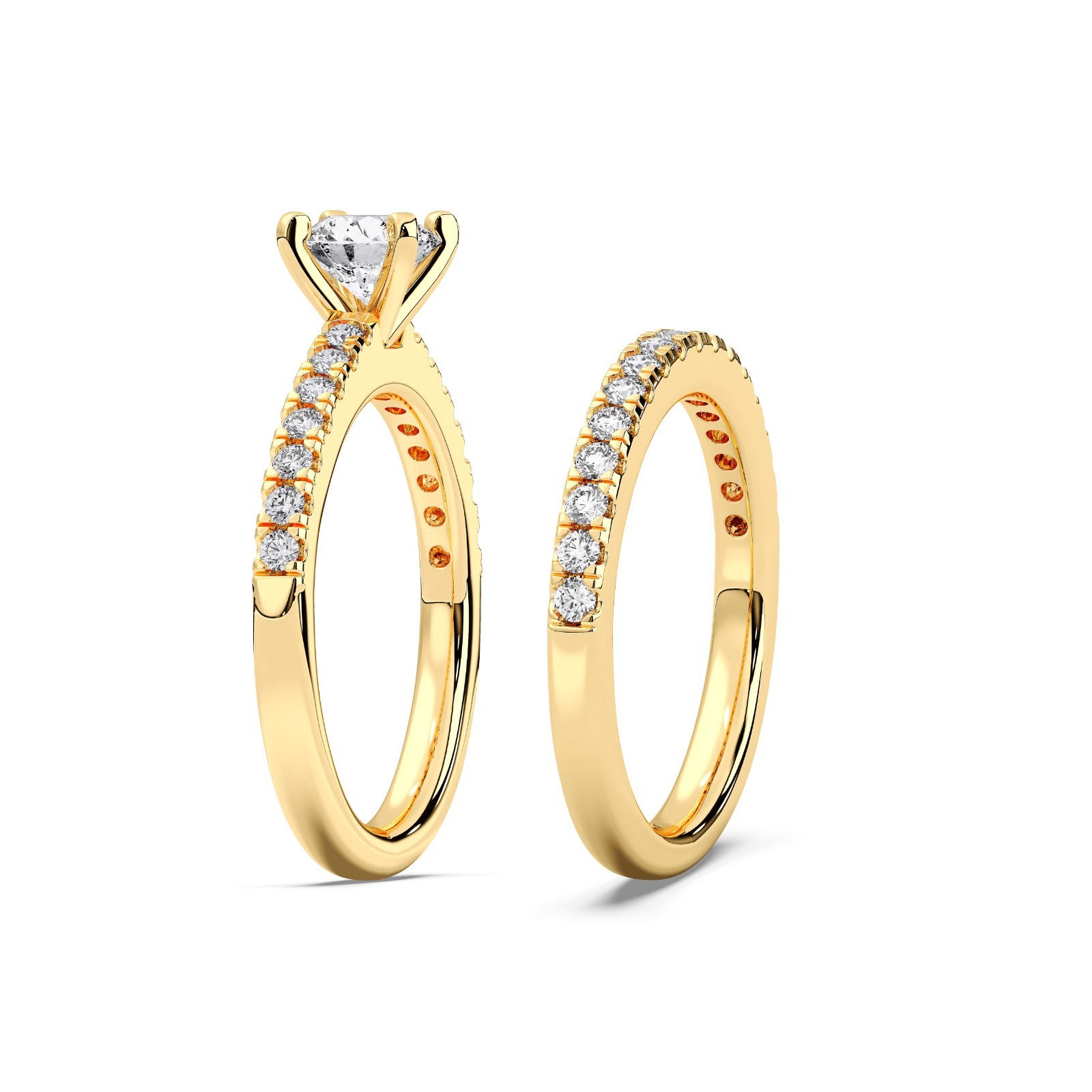 1.45 Ct Round Cut Moissanite Stone Engagement Ring With Matching Band in Silver