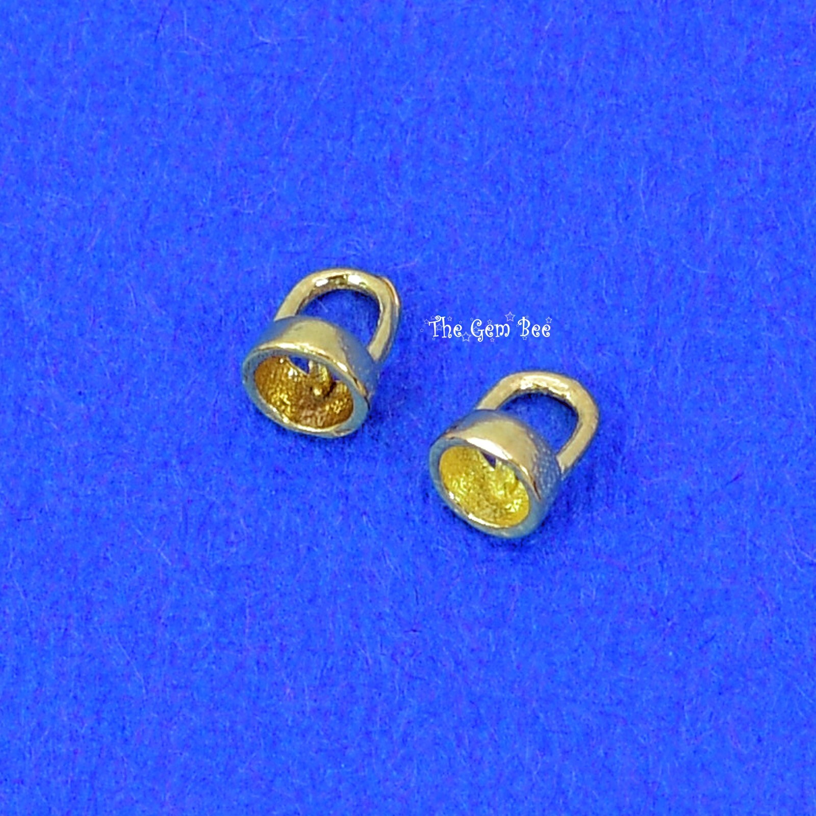 14K Solid Yellow Gold Crimp Hook Cups Ends Findings With Bars Quantity: (2)