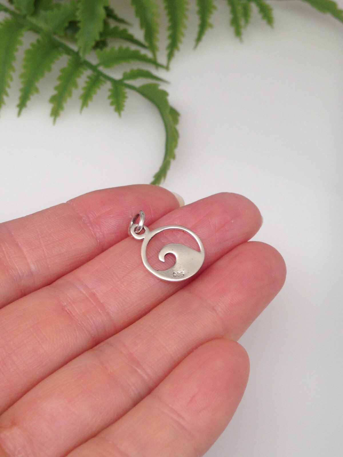 925 Sterling Silver Ocean Wave Pendant TINY Charm Women 11.8mm(0.46″)/19mm0.75″