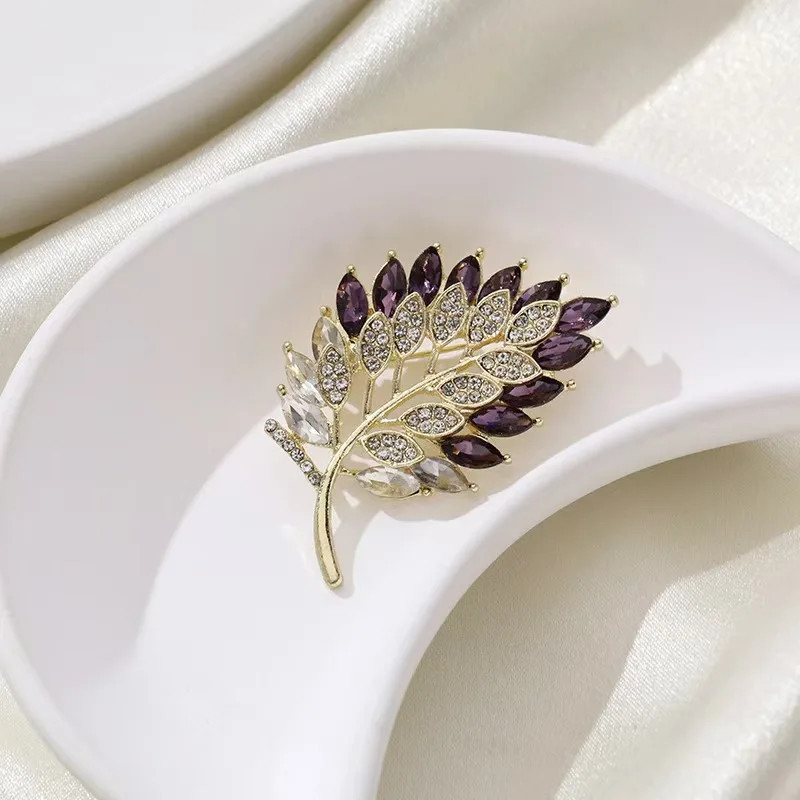 Ornate Leaf Brooch Pin Jewelry Womens Gift