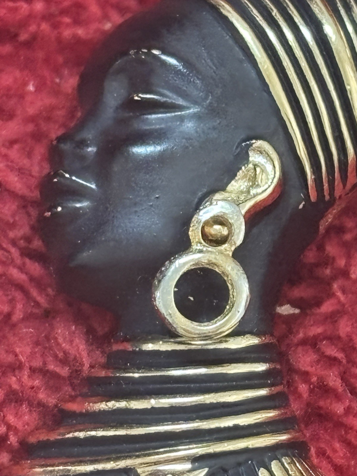 Black & Gold Vintage Blackamoor Style Head Bust Brooch Pin – Tribal Woman