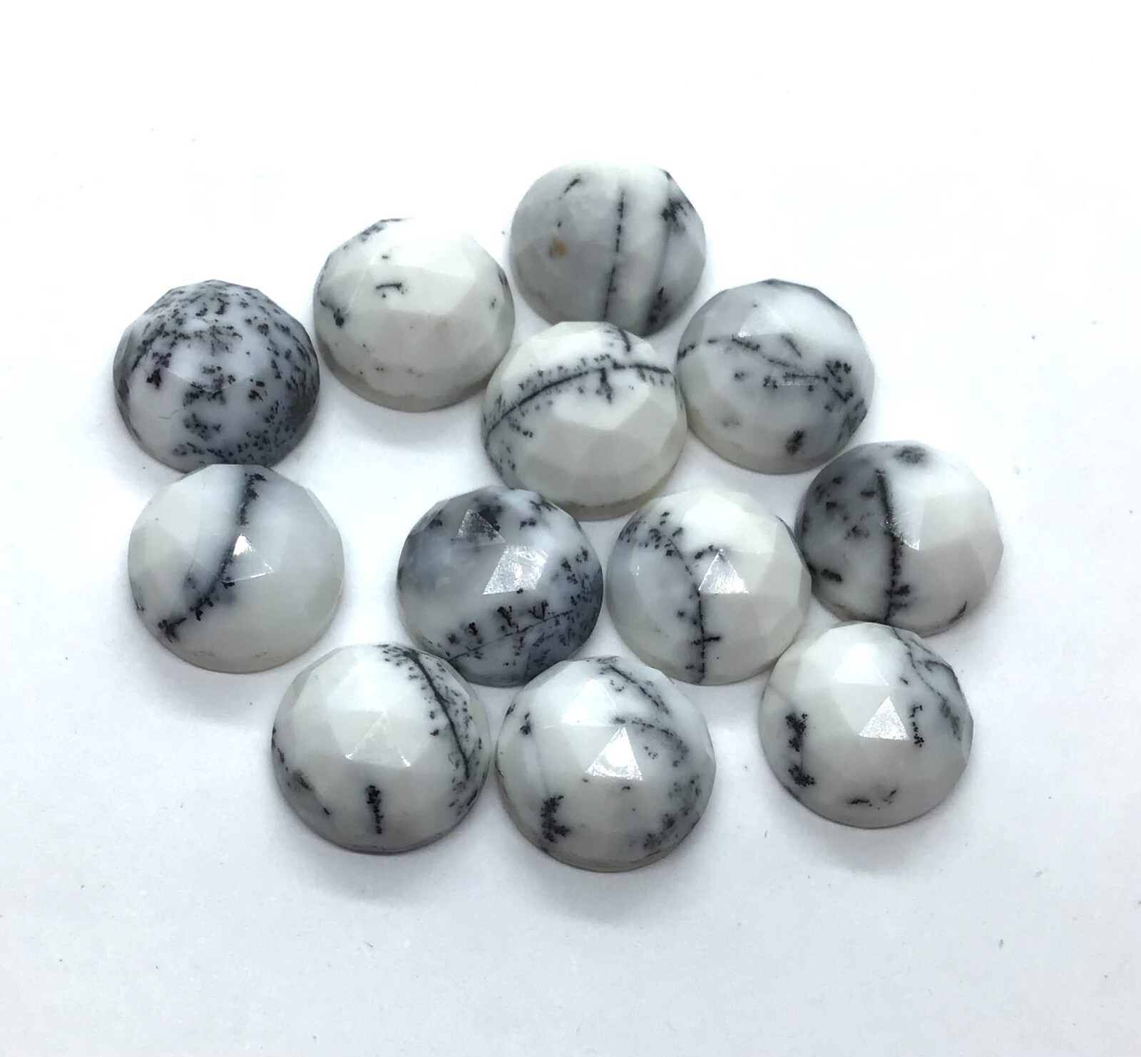 AAA Natural Dendrite Agate Round Rose Cut Loose Gemstone For Assorted Jewelry