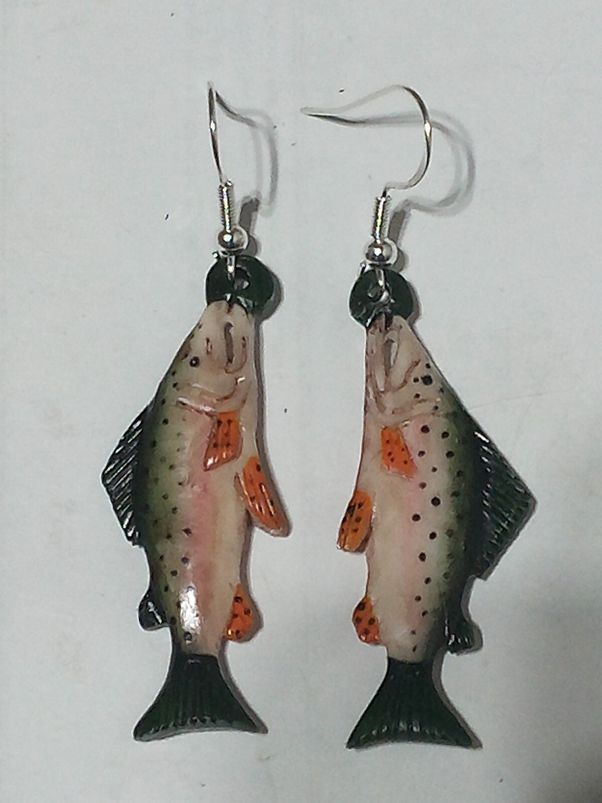 HANDMADE CARVED WATER BUFFALO BONE TROUT EARRINGS ALASKA BONEYARD COLLECTION