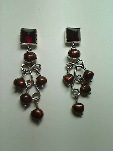 JLR – Jewelry – 925-garnet-peach blooms-vintage earrings