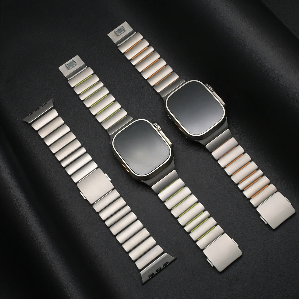 Magnetic Titanium Rubber Metal Band For Apple Watch Ultra3 49mm 11 10 9 8 7 6 SE