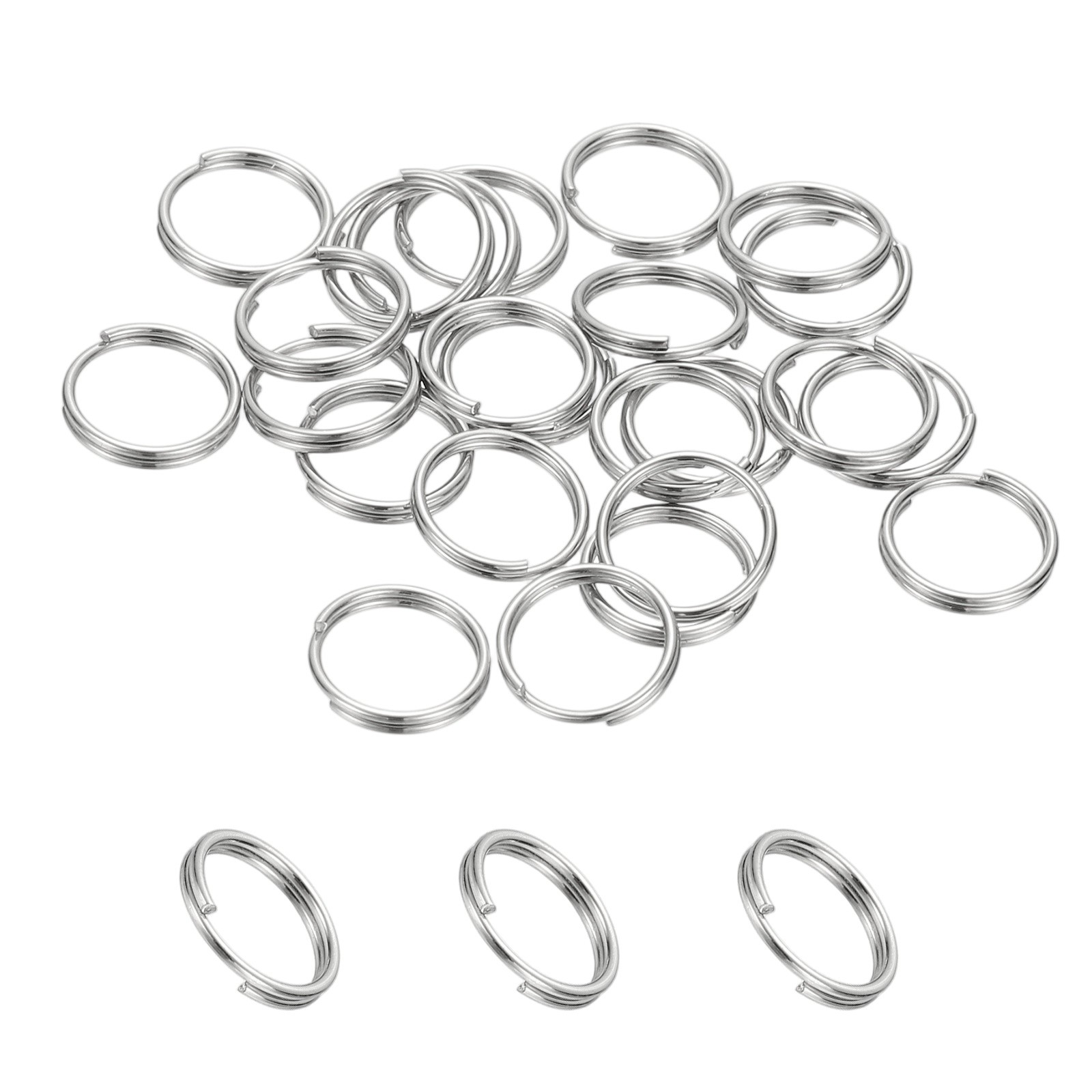 Round Split Ring, 20 Pcs 8 mm Small Split Ring with Double Loops, Silver