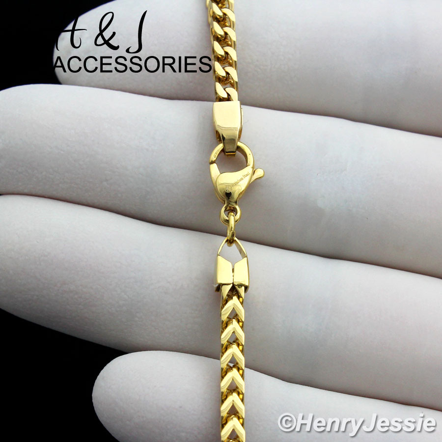 20″Stainless Steel 2mm Gold Plated Franco Box Chain Simple Cross Pendant*GP29