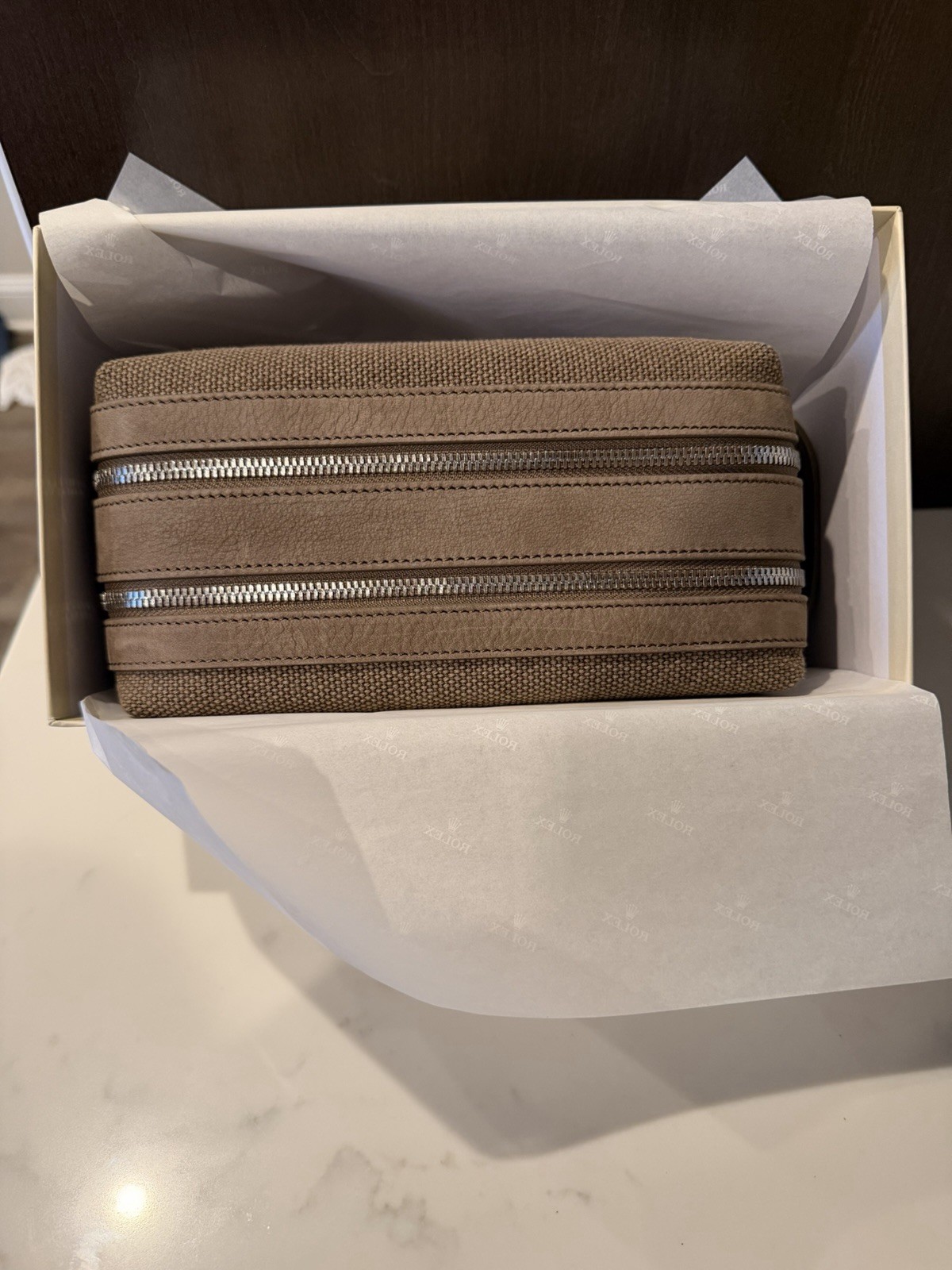 Rolex VIP- Brand New Brown/Tan Toiletries Bag, Highly Desired