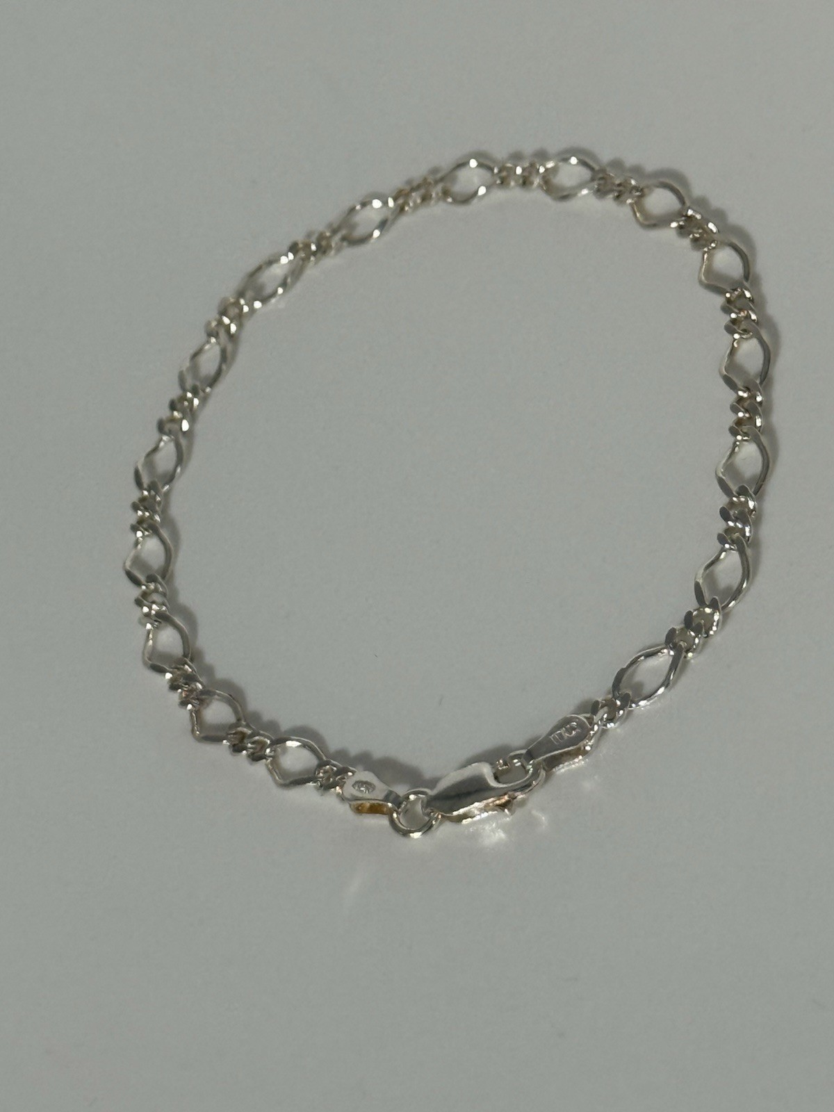 7” ITALIAN 925 STERLING SILVER FIGARO LINK CHAIN ANKLET CHARM BRACELET PETITE