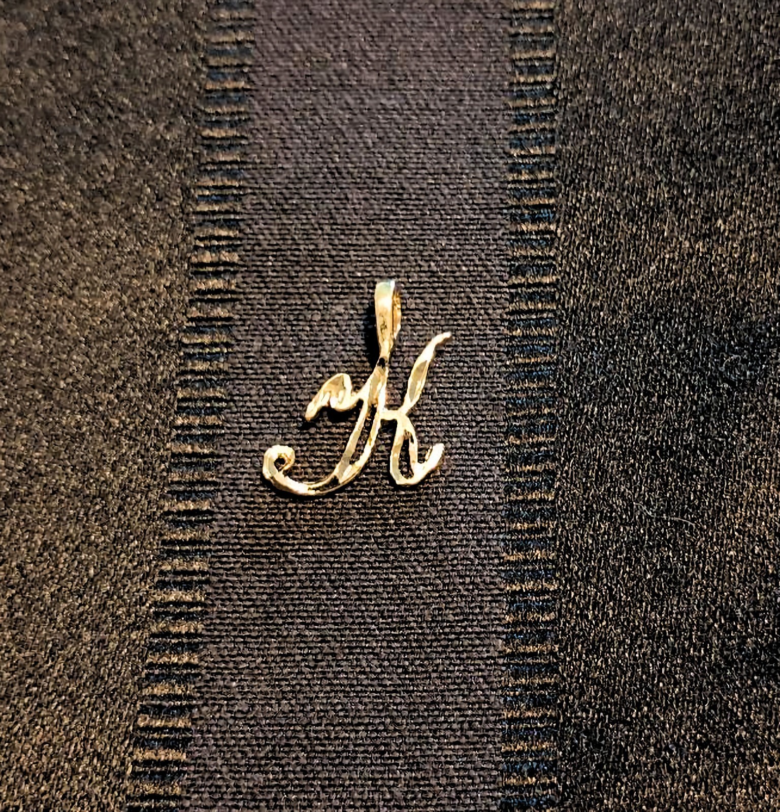 Gold Plated Initial Pendant 24k Yellow Gold Cursive Letters A to Z Diamond-Cut