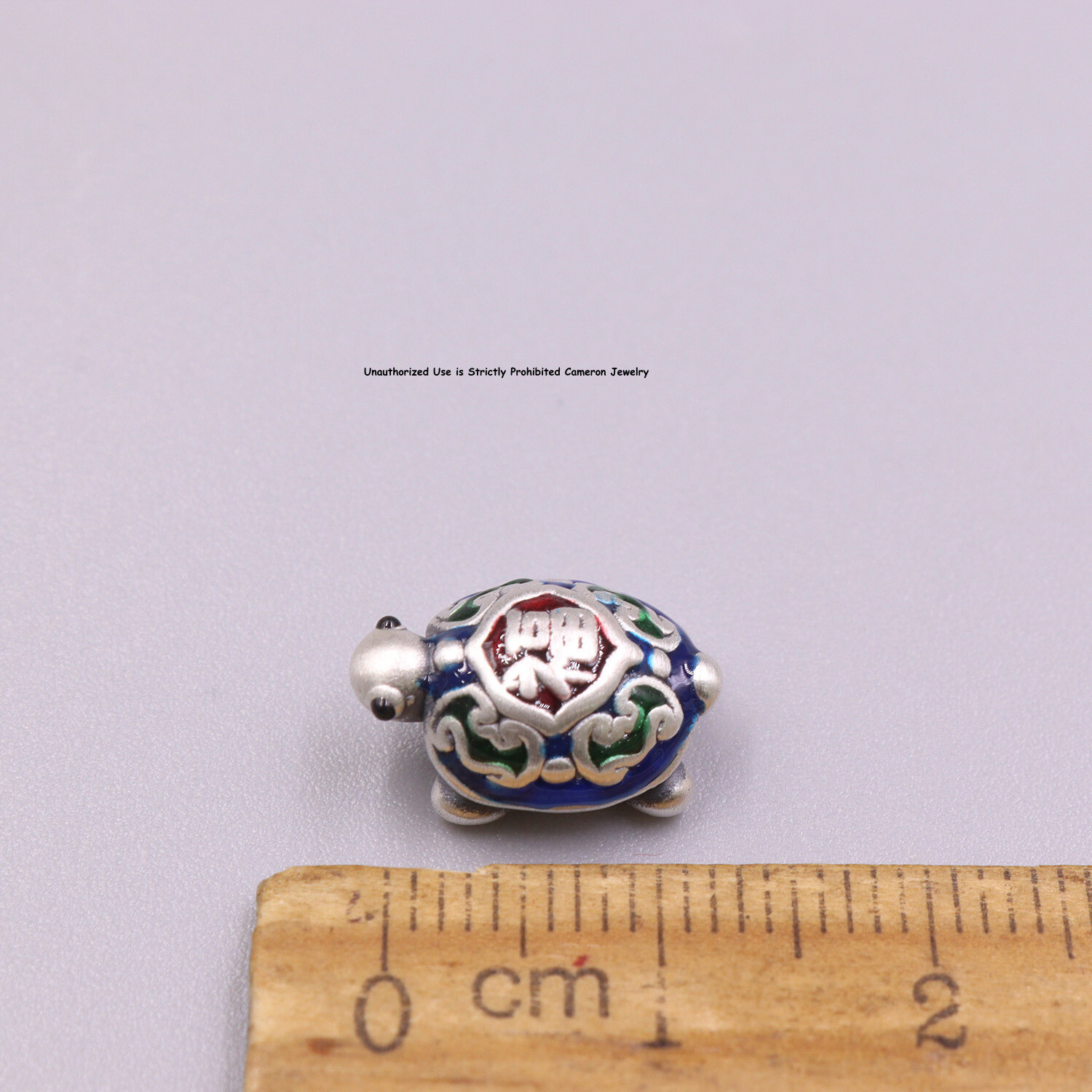 5pcs Pure S999 Fine Silver Men Women Enamel Fu Turtle Bead Pendant 14*9mm