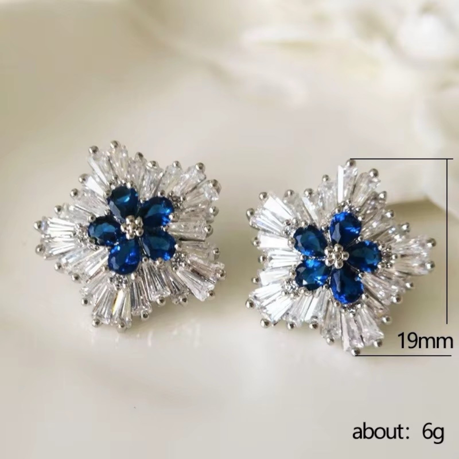 Elegant Cubic Zircon 925 Silver Plated Stud Earrings Women Jewelry Gift A 11