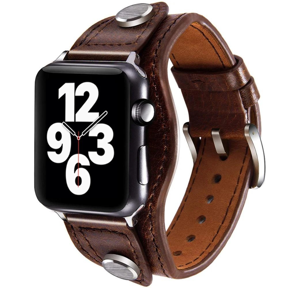 Leather Cuff Bracelet Watch Band Quick Release Strap 38/40/41/42/44/45/49mm Wide