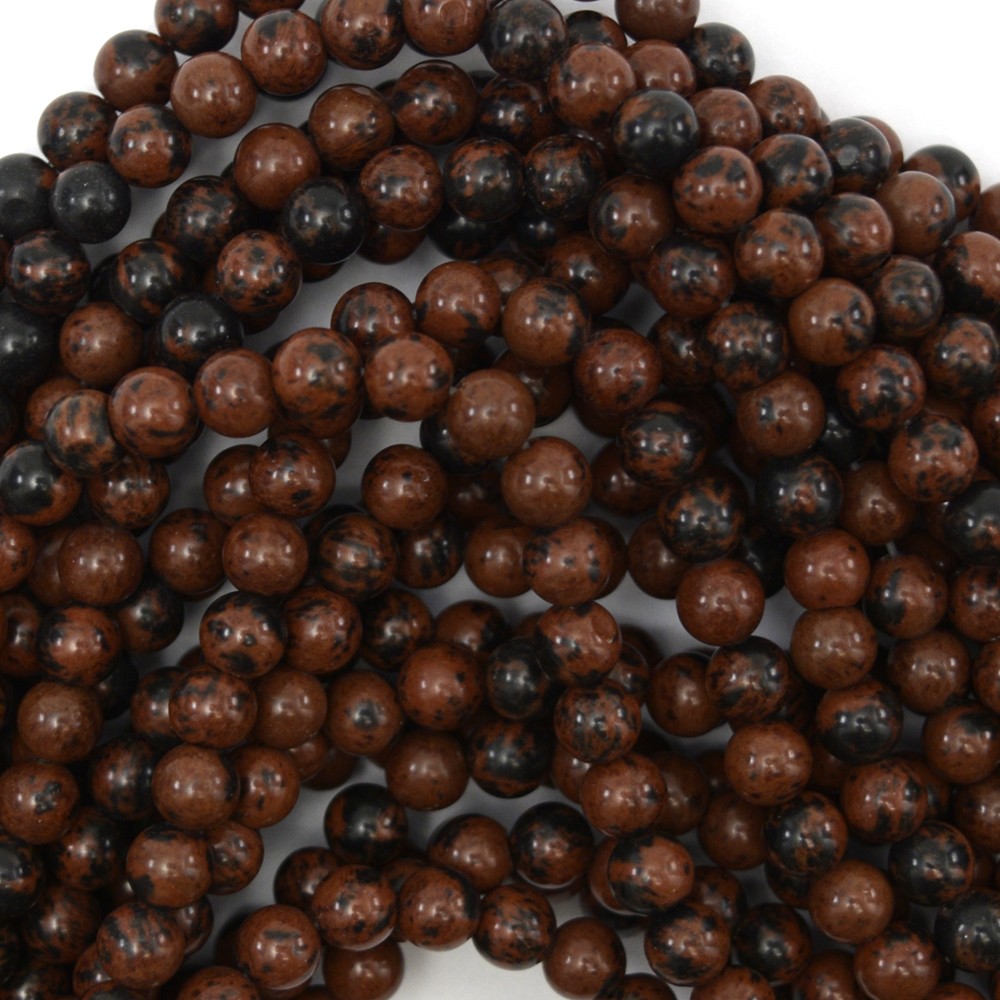 Natural Brown Mahogany Obsidian Round Beads 15″ Strand 4mm 6mm 8mm 10mm