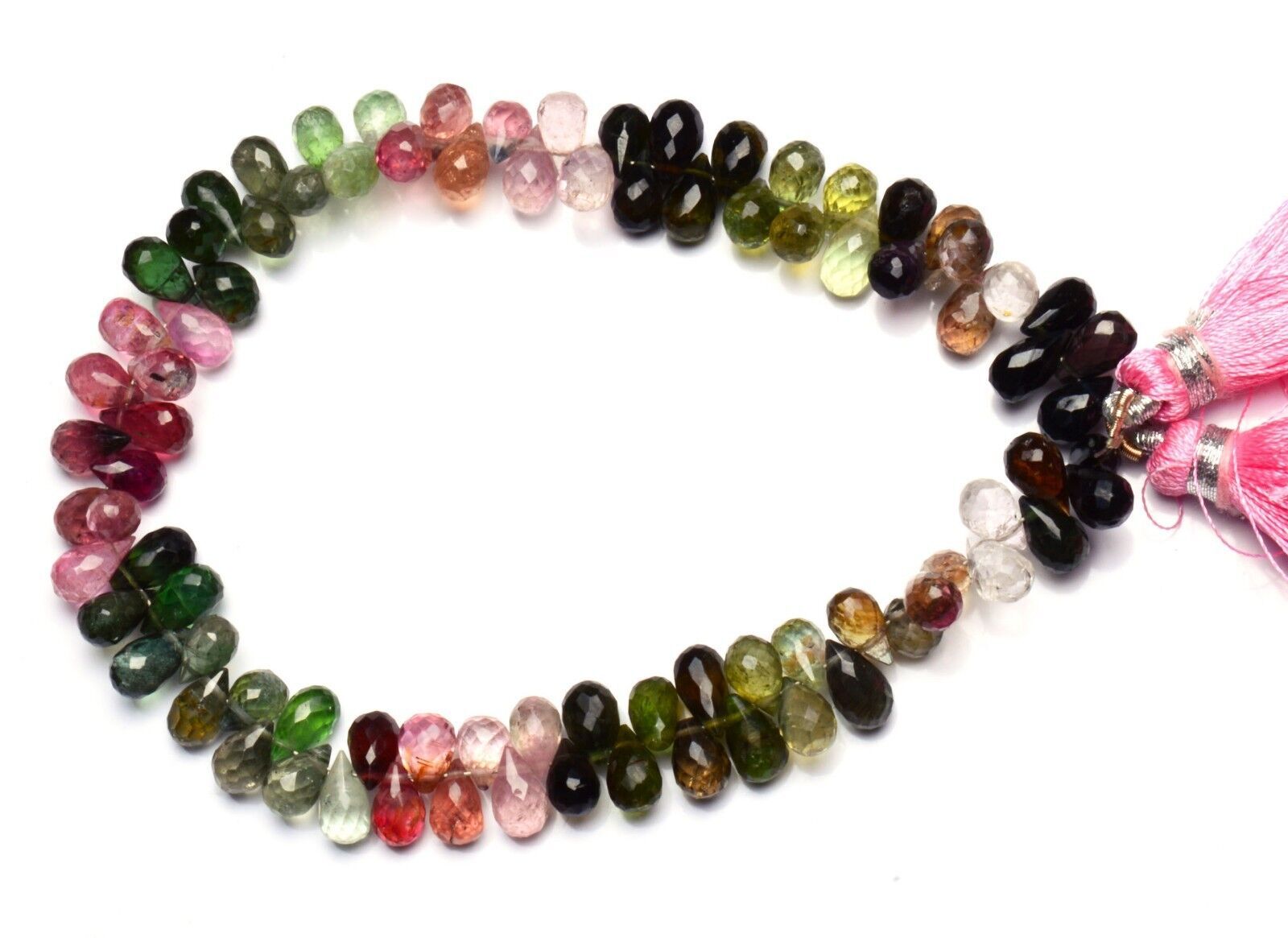 Natural Gem Multi Color Tourmaline 7x5MM Approx Faceted Teardrop Shape Beads 8″