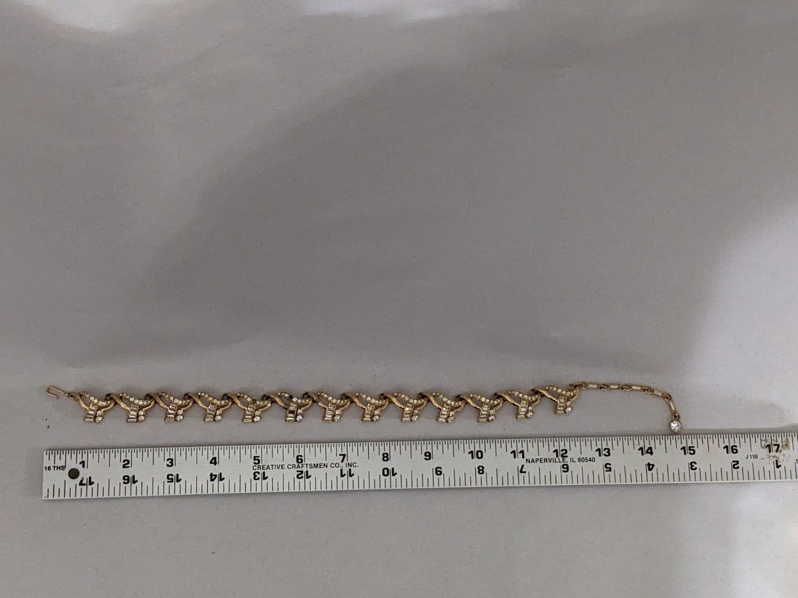 Vintage IRA Jeweled Link Gold Tone Necklace