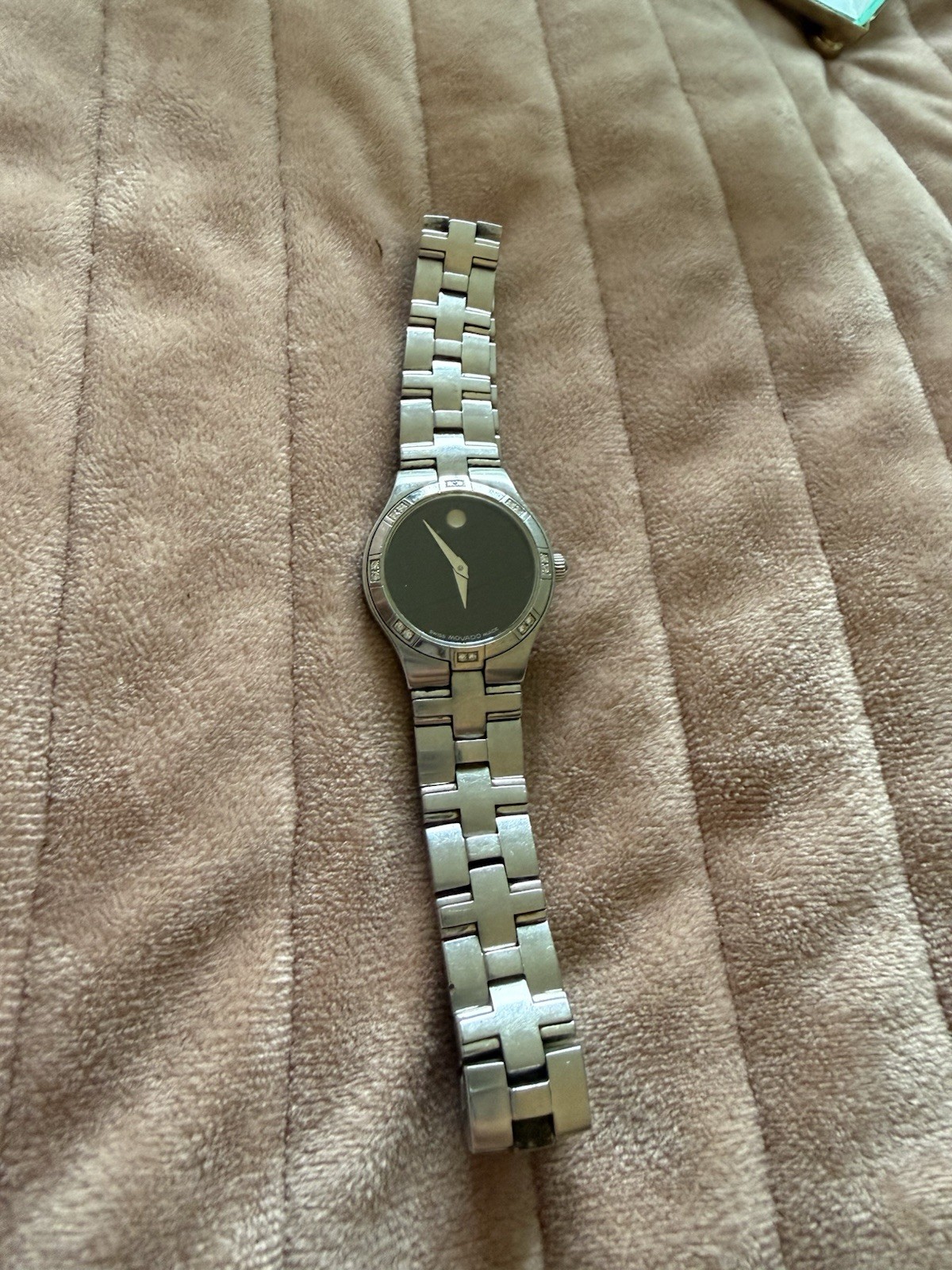 Movado Museum Swiss Made Women’s Quartz Watch Black Dial Silver Bracelet