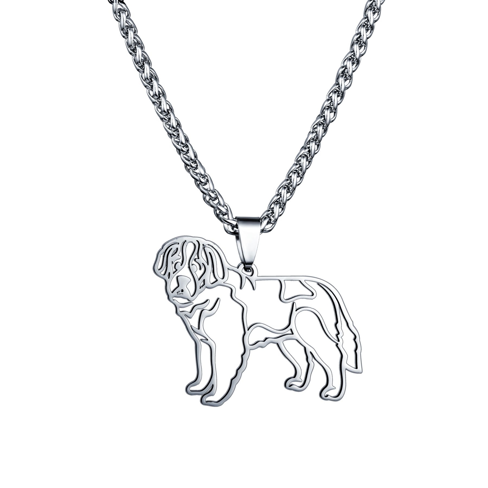 Stainless Steel Necklace Bernard Dog Bernhardshund Bernhardiner Mastiff Pendant