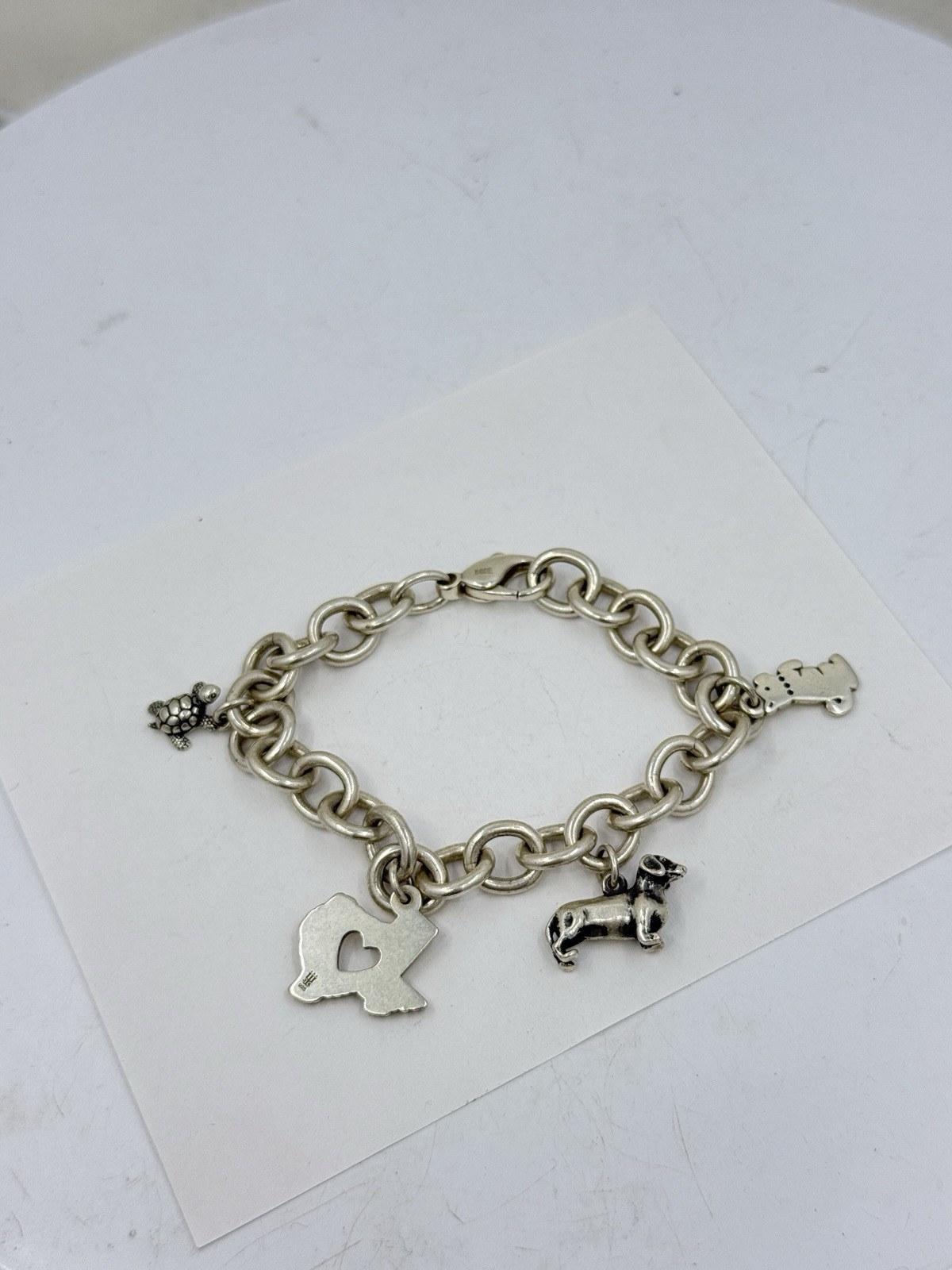 James Avery Sterling Silver Charm Bracelet Texas Turtle Dog 6.5” 36.3g 7”