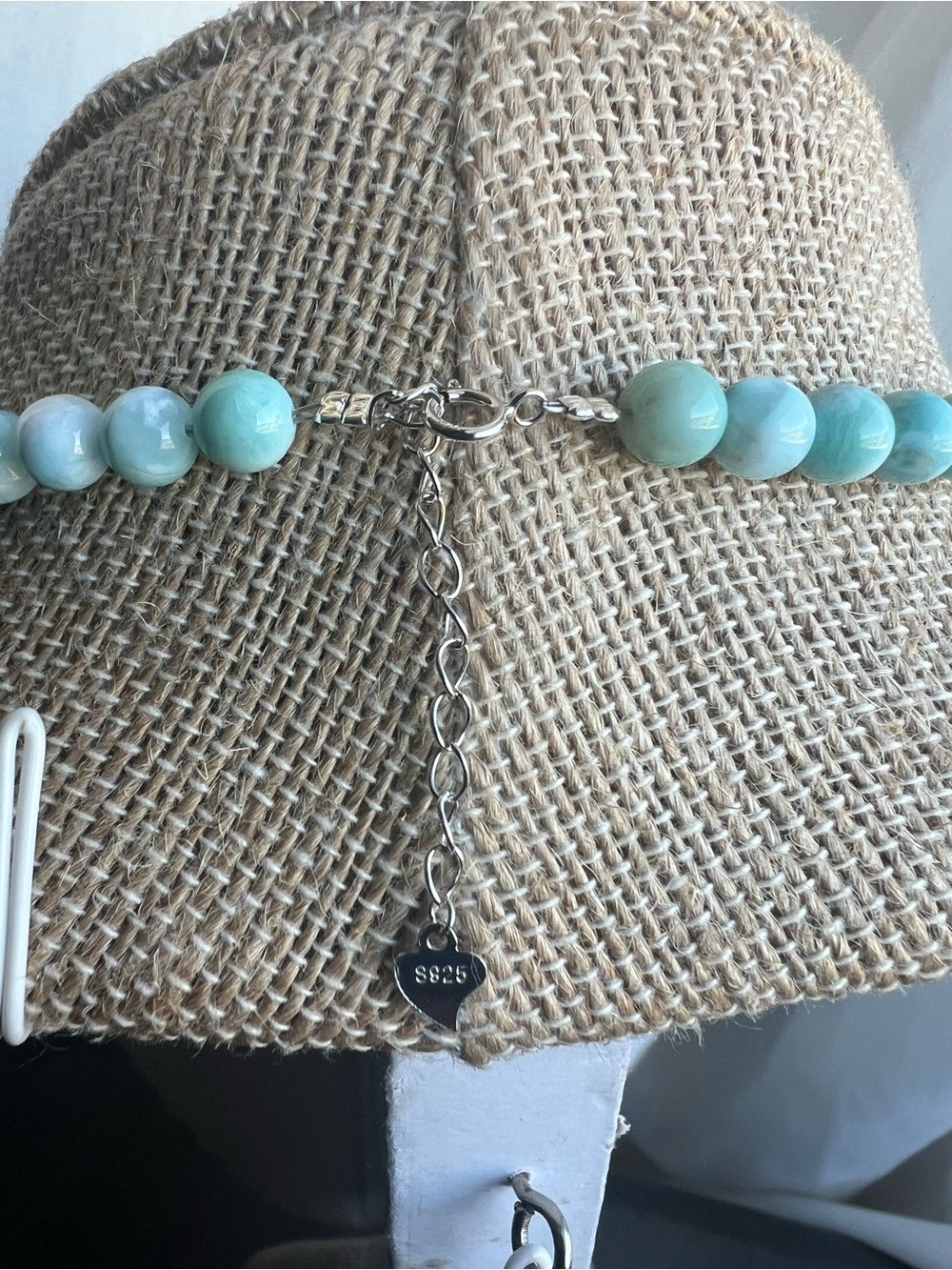 Larimar necklace 6mm SIZE 18’ with S925 clasp ( Adjustable)